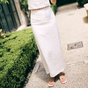 Quick Wash CompressionFitFabric MASON'S DAUGHTER | Ella Scallop Maxi Skirt, White Linen