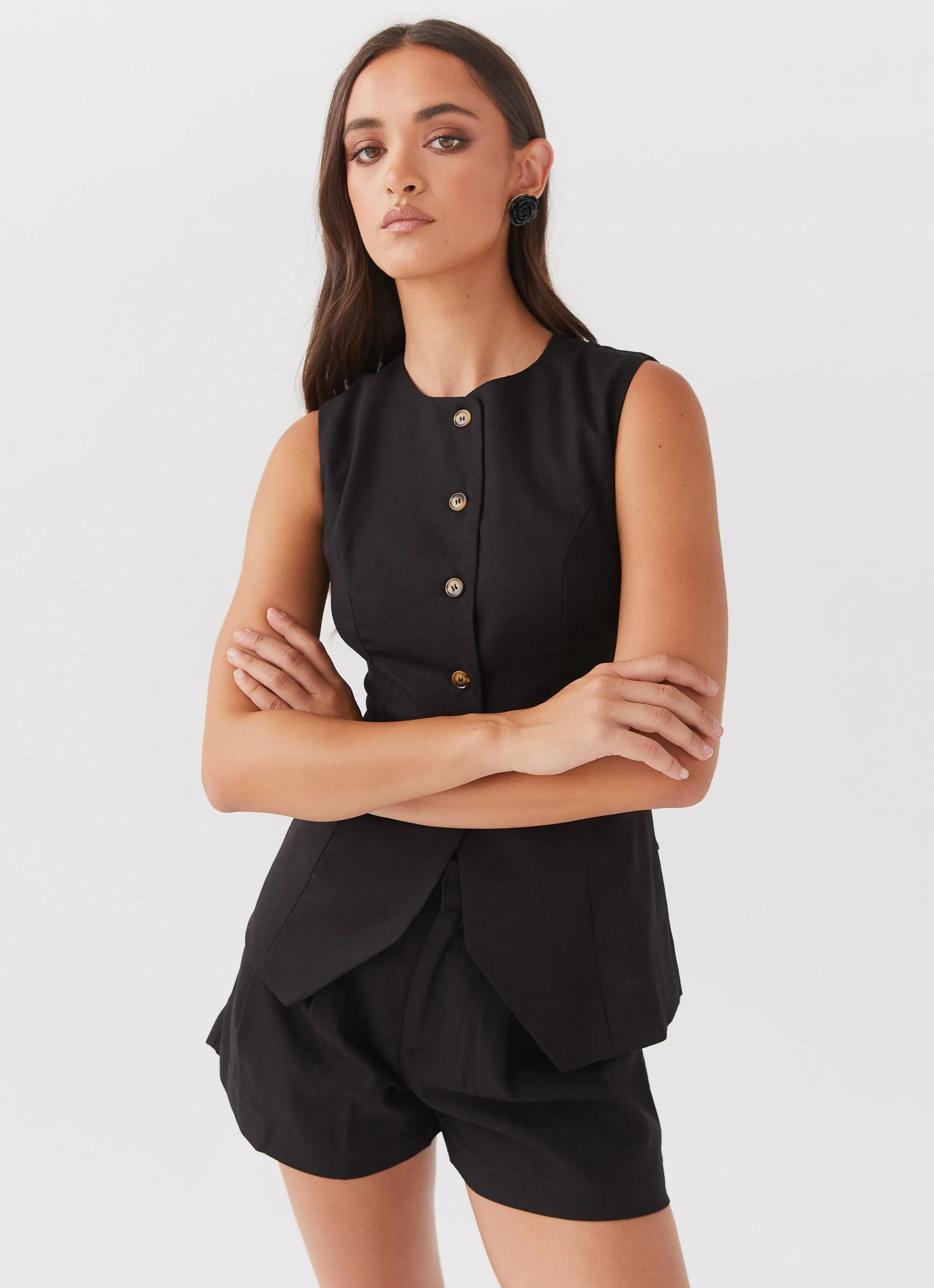 Durable Reinforced Elbows Anti Static Treatment Born For Bordeaux Linen Vest - Black