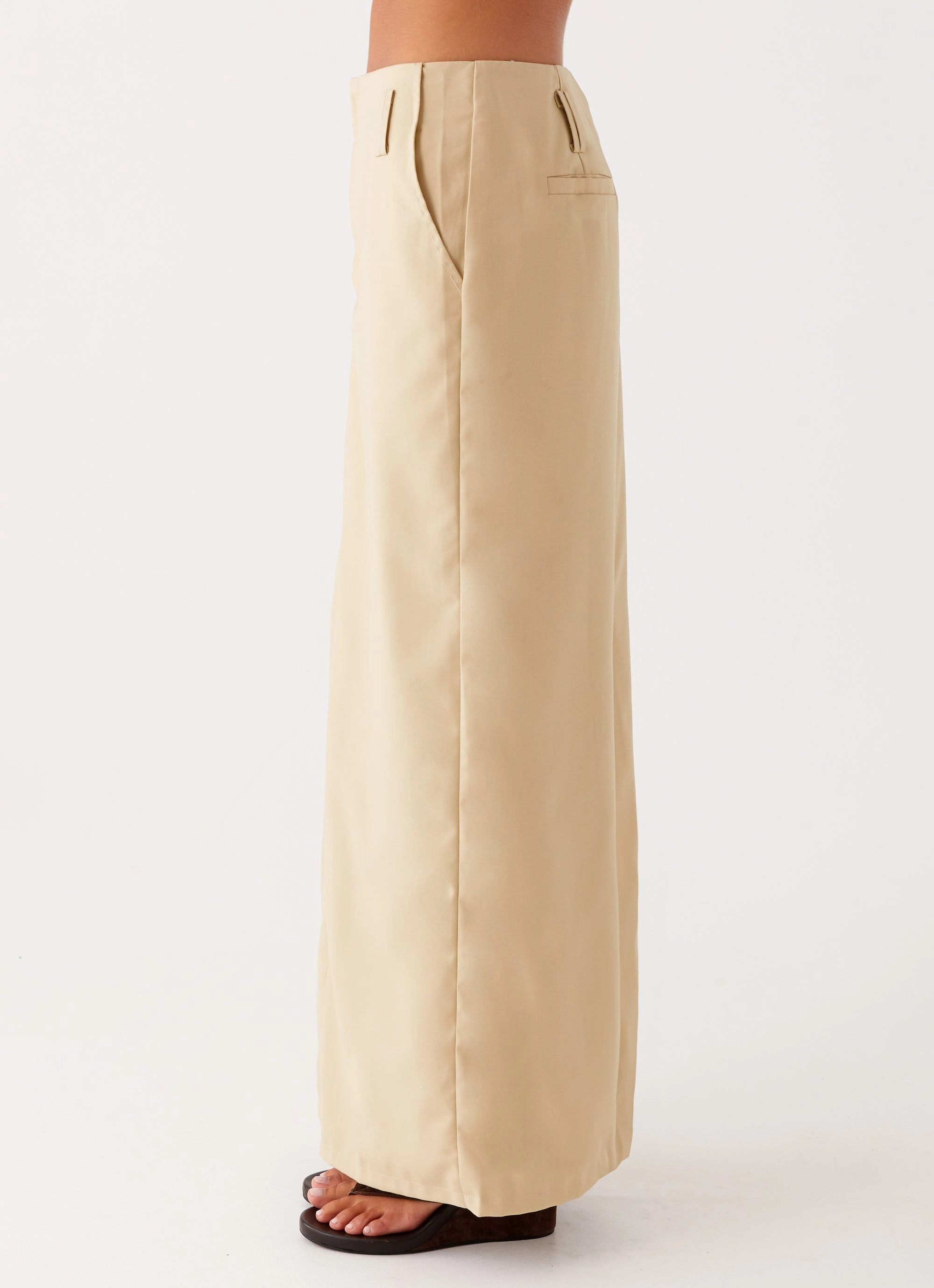 Twist Front Design Stella Tailored Maxi Skirt - Beige