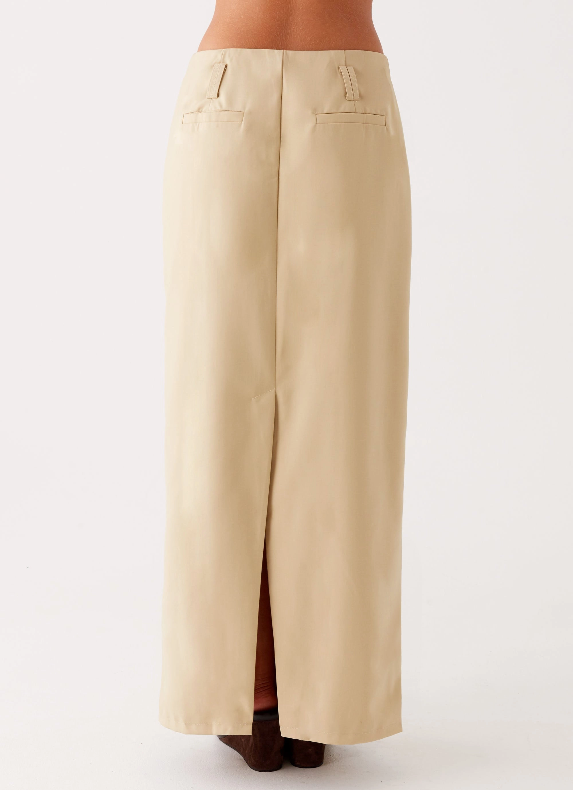 Stella Tailored Maxi Skirt - Beige Easy Vibe Luxury Finish