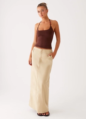 Fresh Energy Stella Tailored Maxi Skirt - Beige