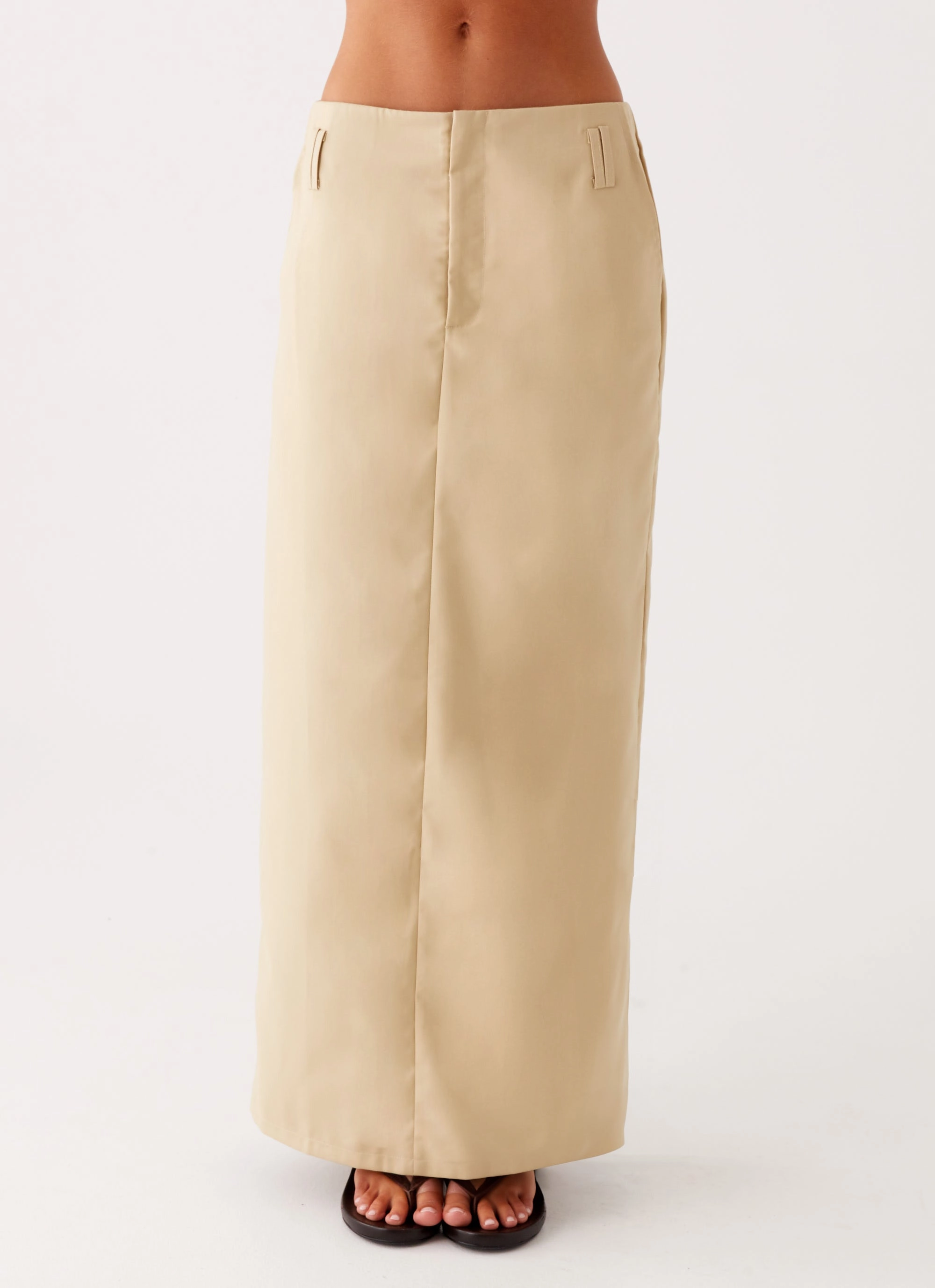 Stella Tailored Maxi Skirt - Beige Simple Fashion