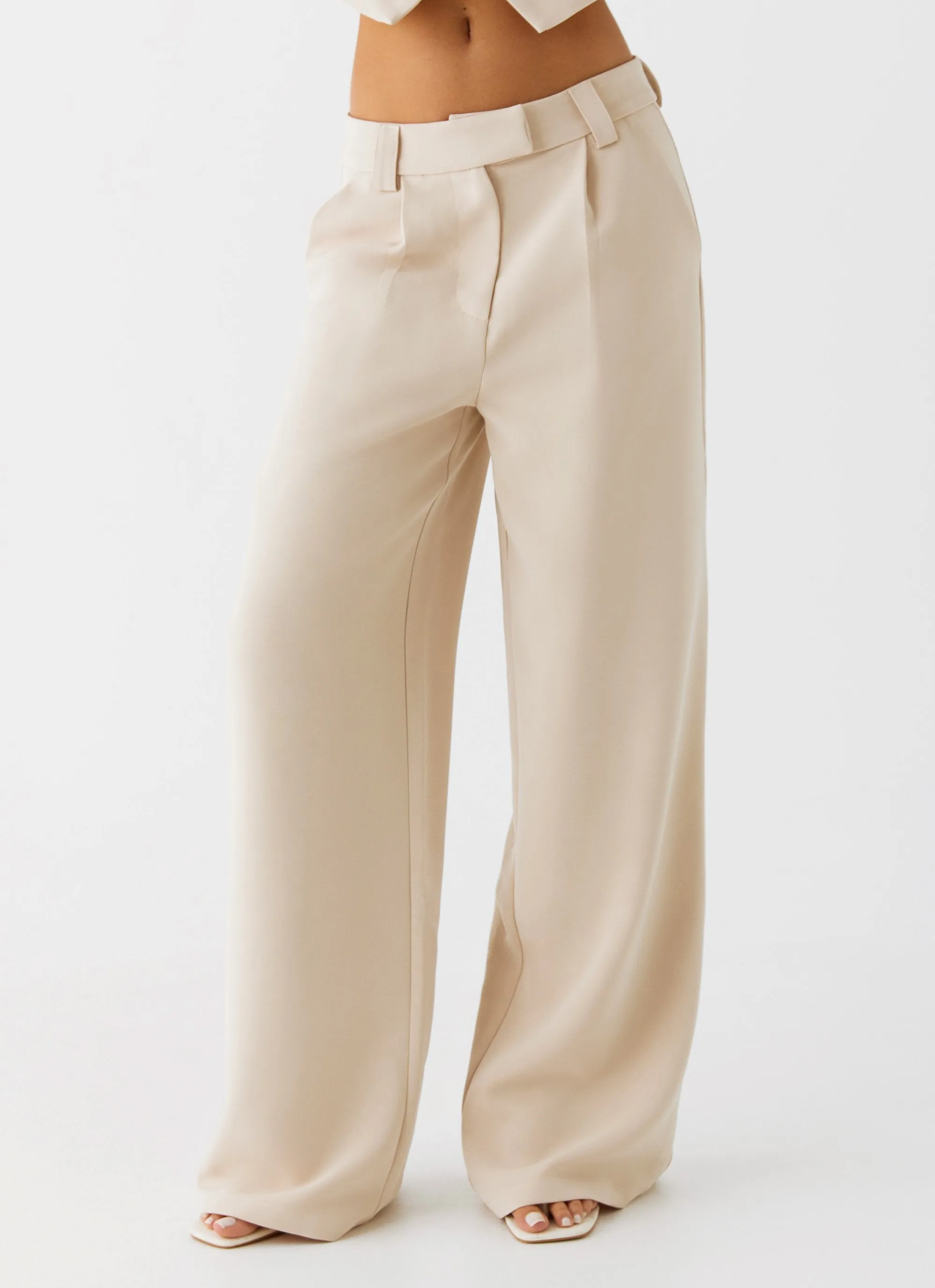 Midnight City Suit Pants - Beige Button Down Collar Style