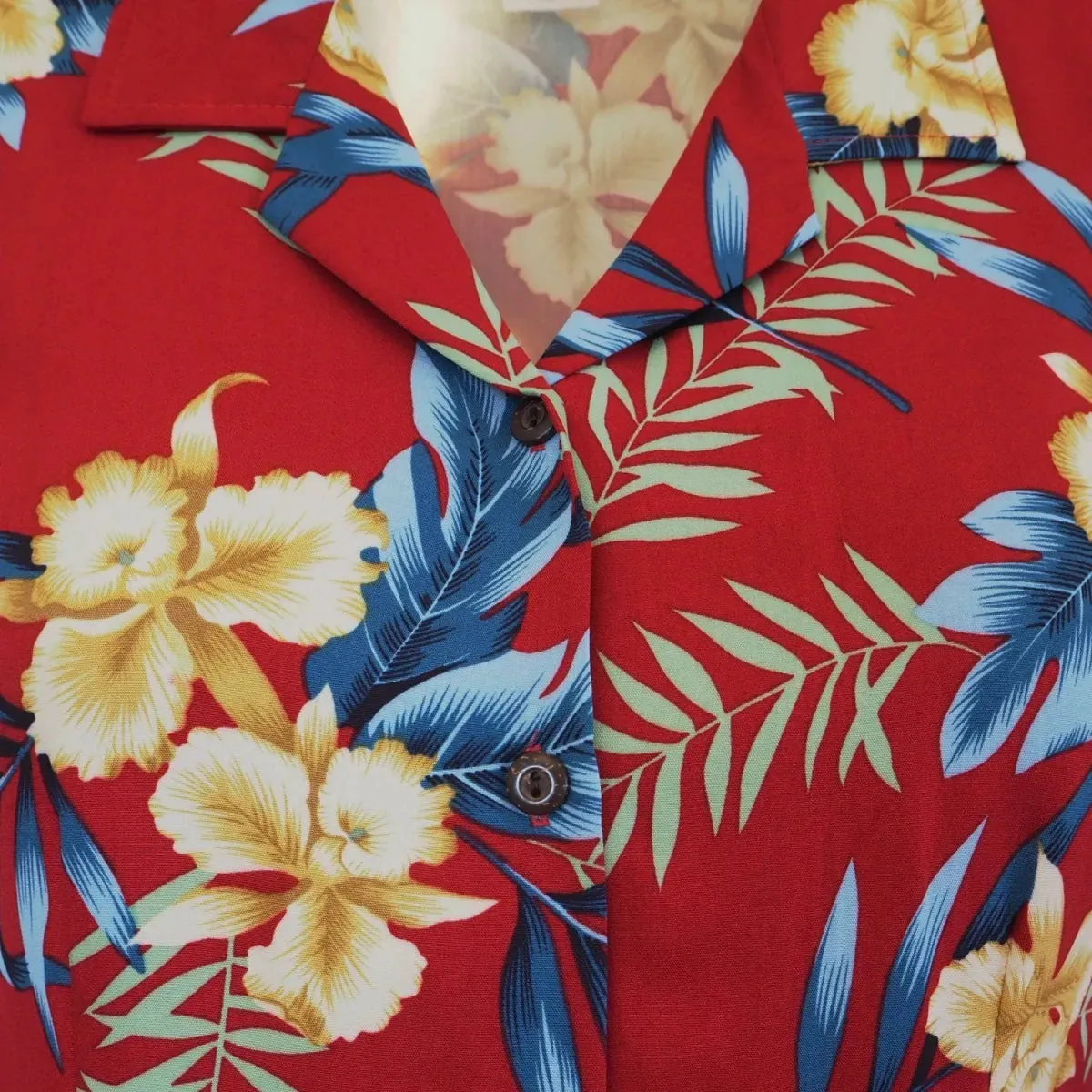 midnight red hawaiian lady blouse