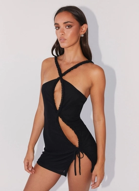 Seasonal Wear Midnight Rhapsody Ruffle Mini Dress - Black