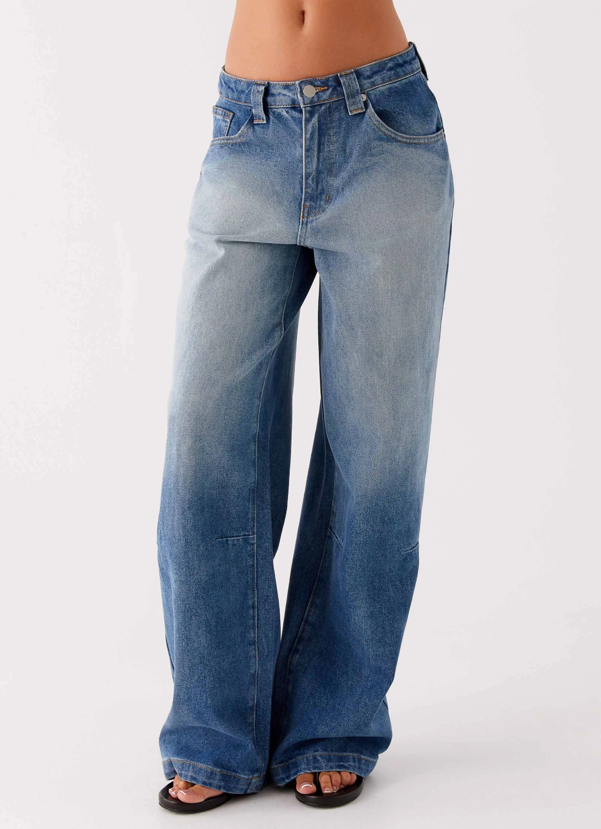 Midwest Low Rise Jeans - Powder Wash Blue Premium Stretch
