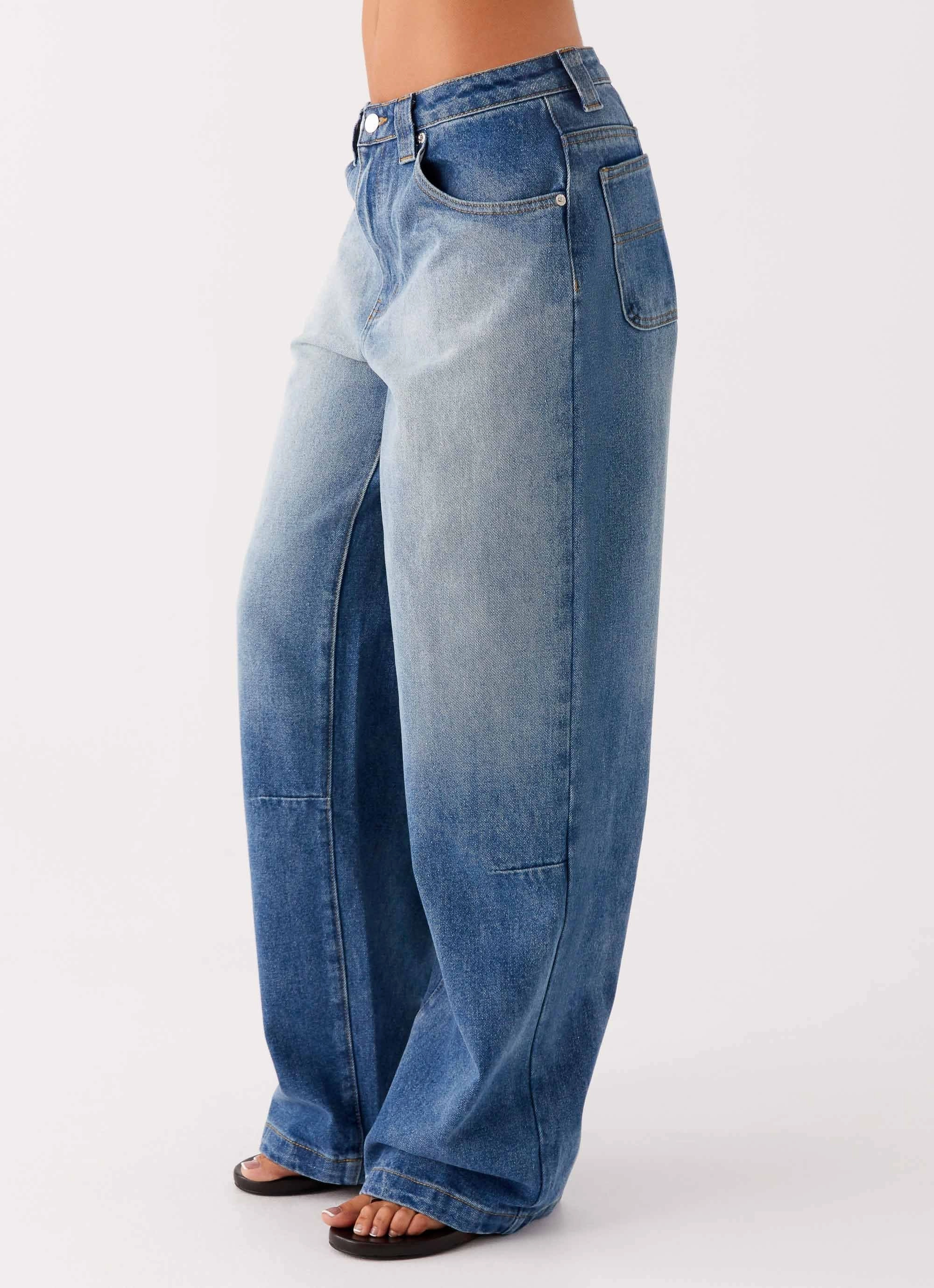 Midwest Low Rise Jeans - Powder Wash Blue No Sagging Soft and Stretchy