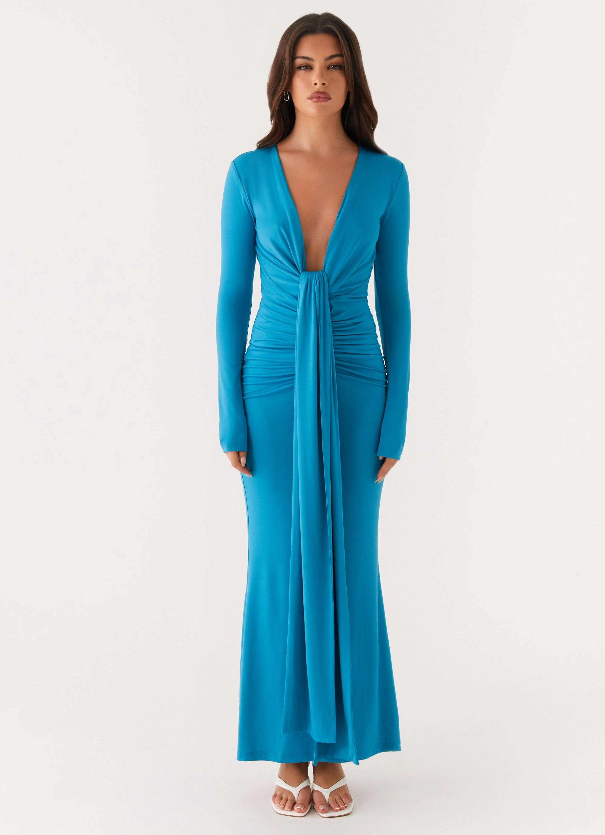 Miesha Long Sleeve Maxi Dress - Blue Artistic Edge