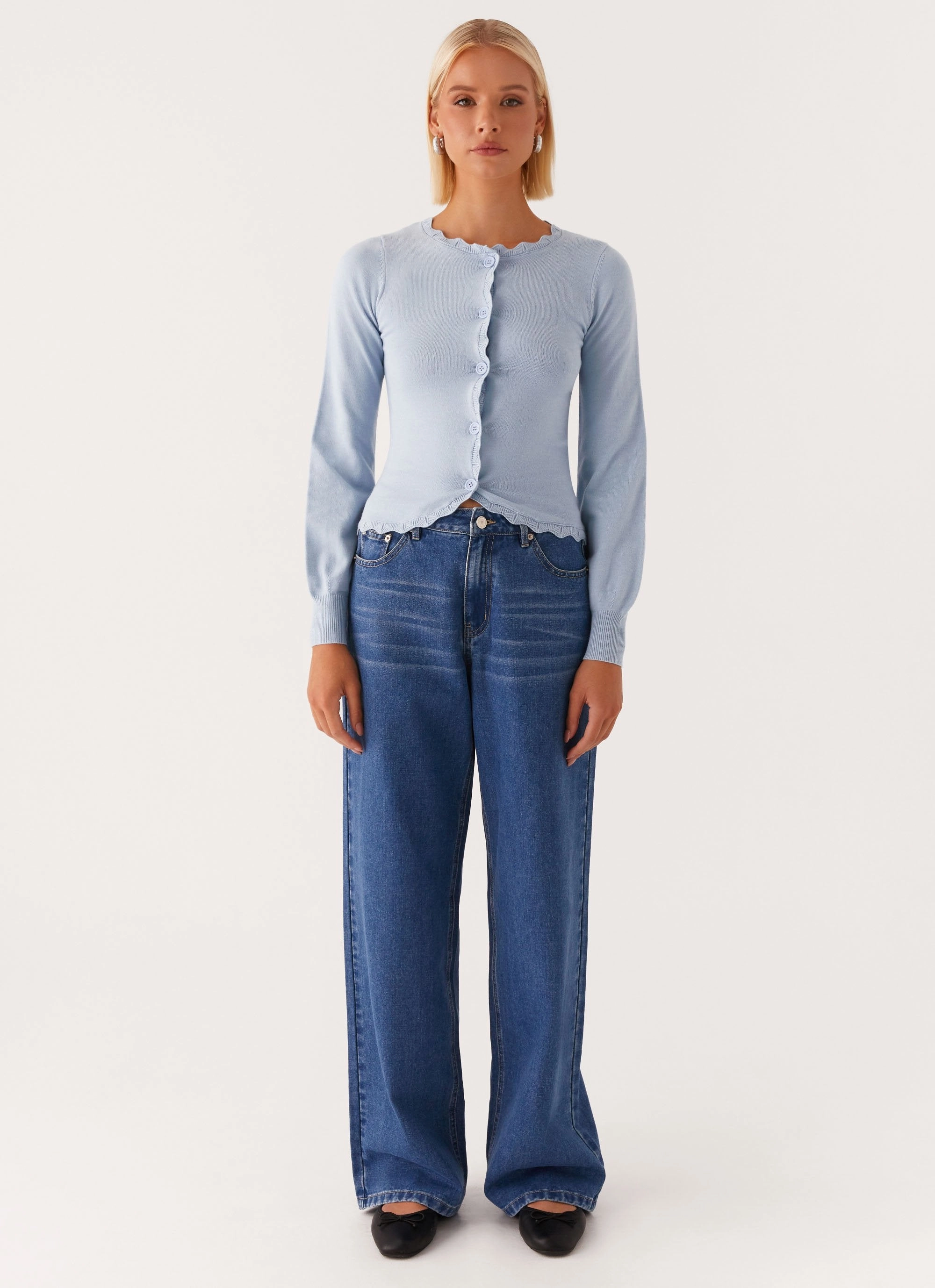 FrictionResistant Edges Mikah Lace Trim Cardigan - Baby Blue