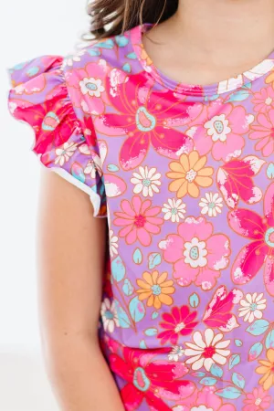 Mila & Rose:  Hawaiian Floral S/S Ruffle Tee SHIPS SEPARATELY