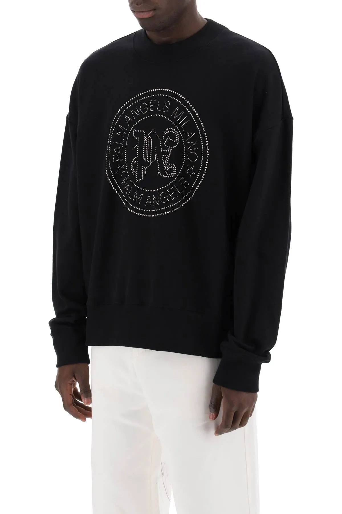 milan crewneck sweat PMBA074R24FLE008 BLACK GUNMETAL