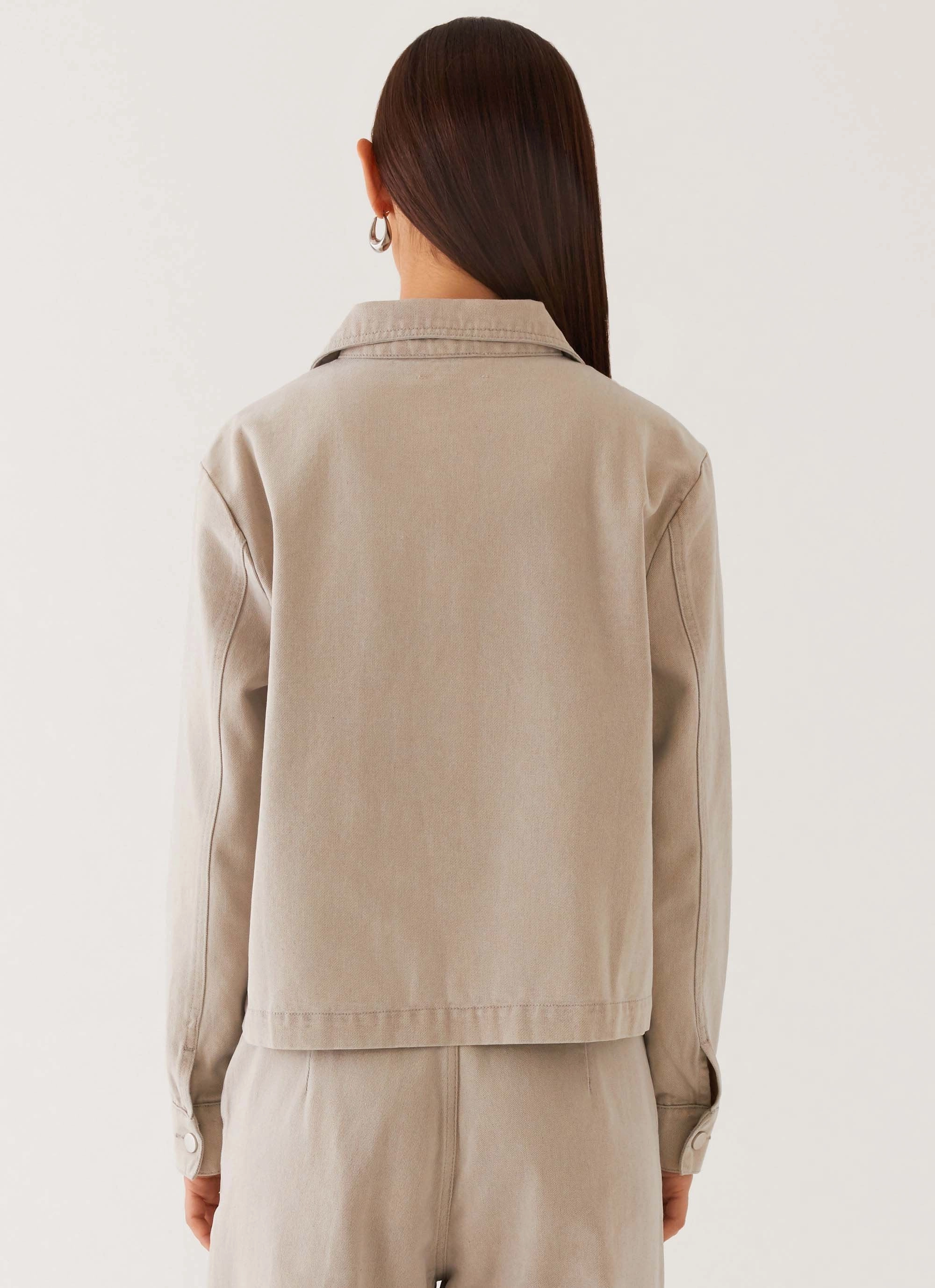 Heat Sealed Edges Frictionless Zipper Tracks Milani Denim Jacket - Grey