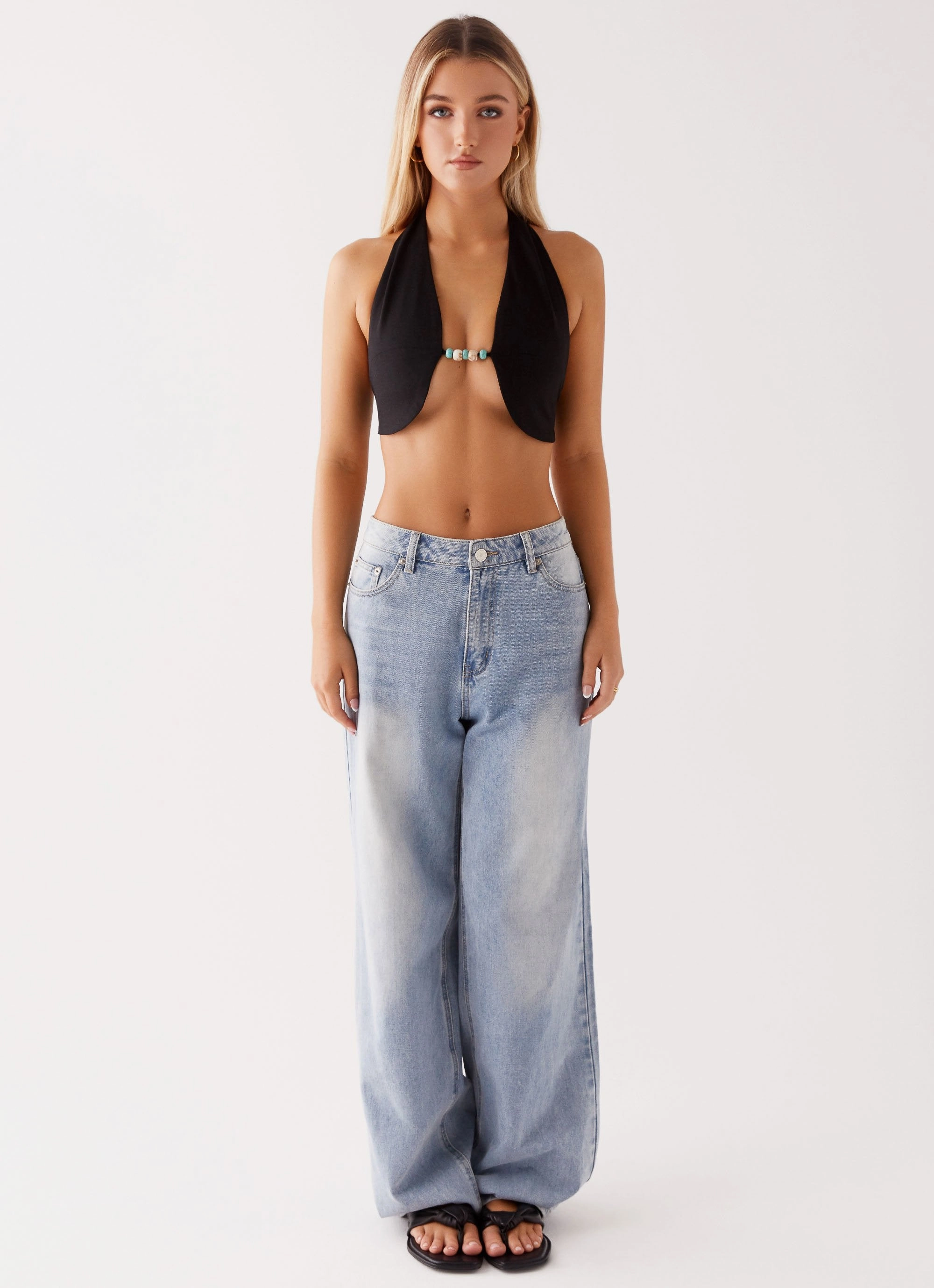 Compression Fit Engineering Easy Fit Milli Halter Beaded Top - Black