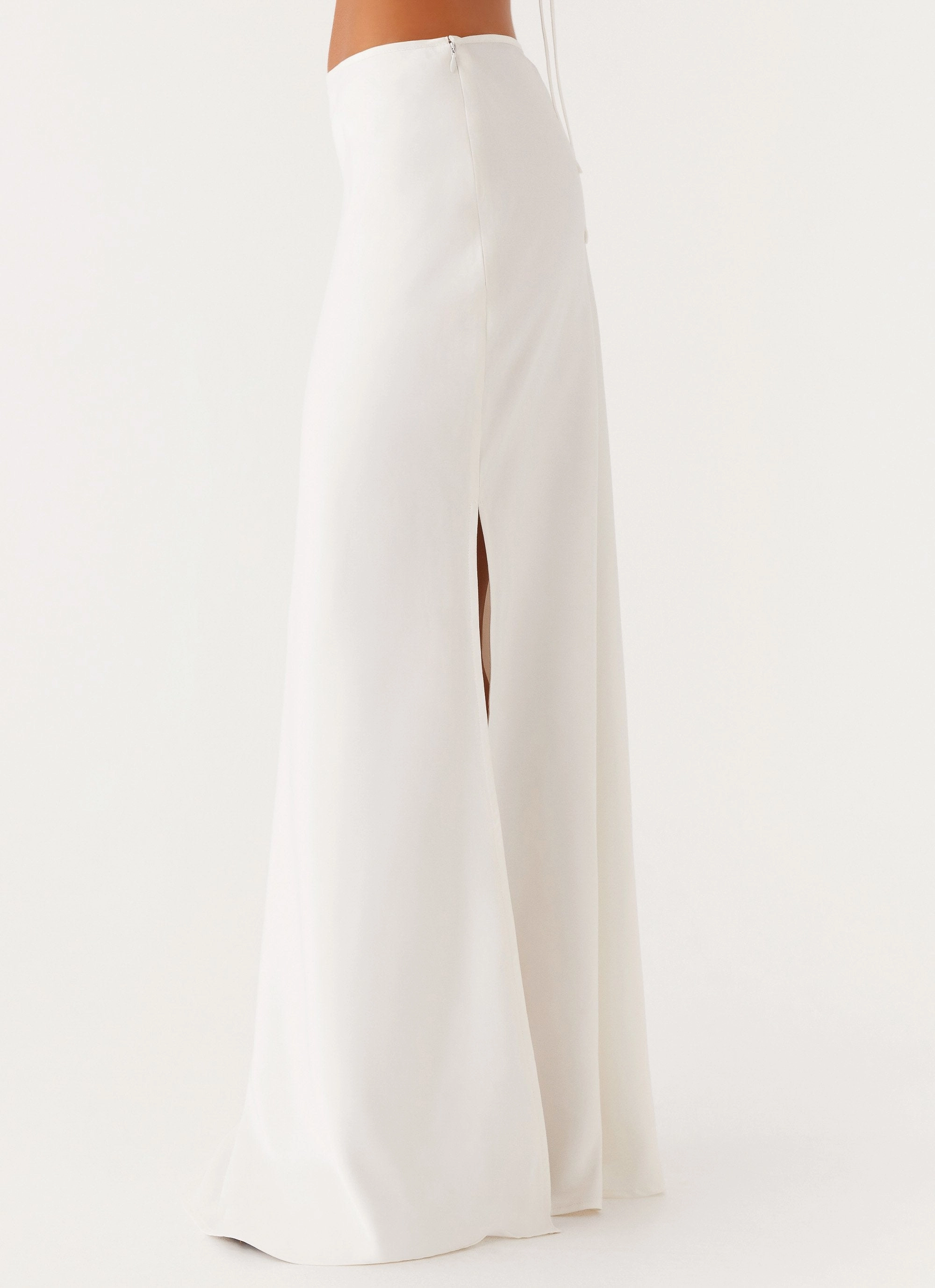 Mina Satin Maxi Skirt - White Active Wear Elegant Look