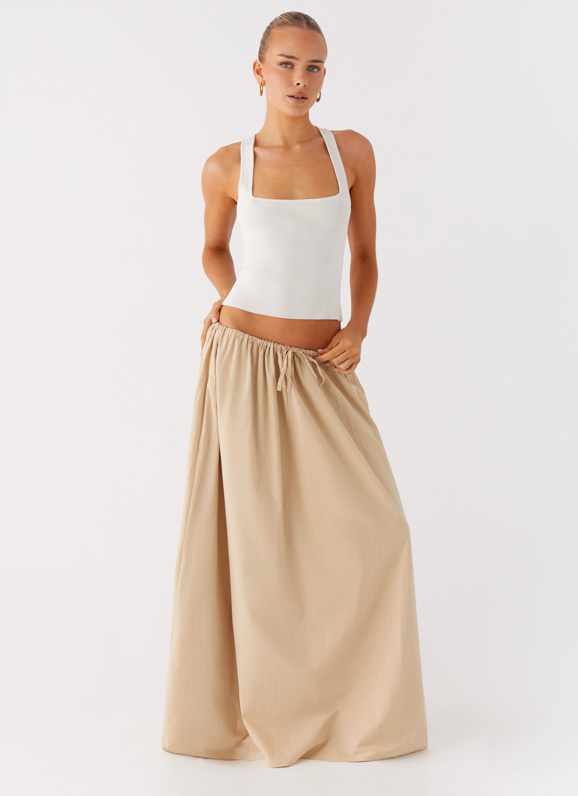 Breathable Comfort Design Temperature Regulating Fabric Randy Maxi Skirt - Tan