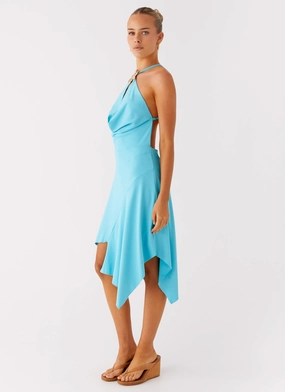 Salt Kiss Midi Dress - Turquoise Luxury-Fabric Light Fabrication