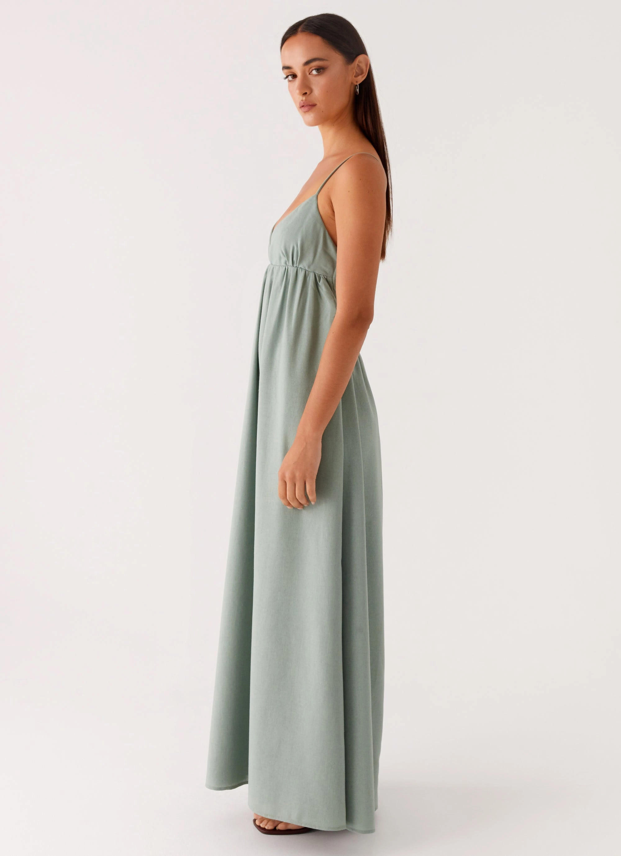 Drapey Fabric Beach Walk Greer Maxi Dress - Sage