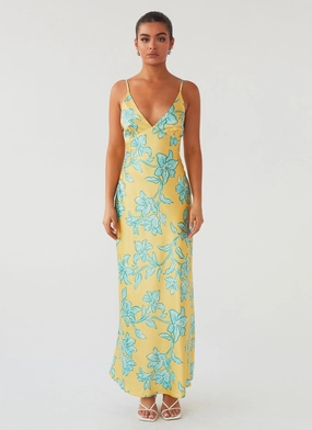 Daywear Comfort Elegant Silhouette Sorrento Sun Maxi Dress - Golden Bloom