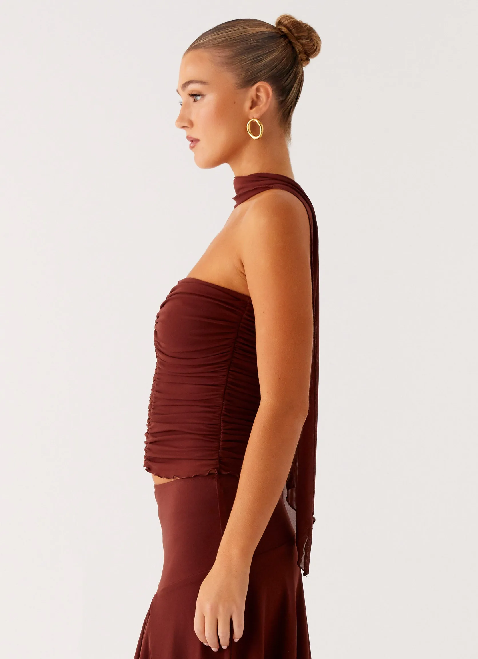 VentilatedBack Mirage Scarf Top - Chocolate