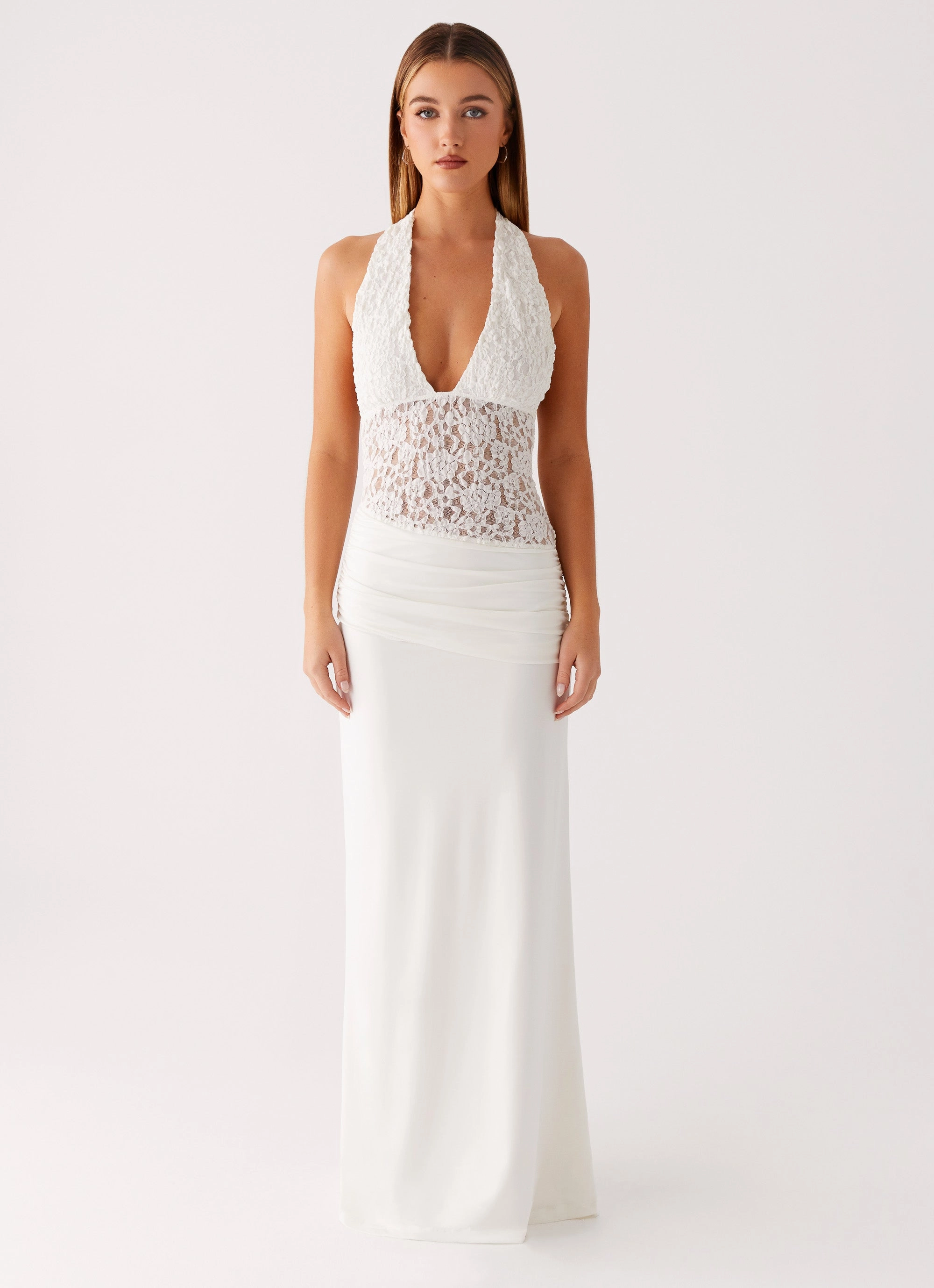 Sleek Motion Miri Halter Maxi Dress - Ivory