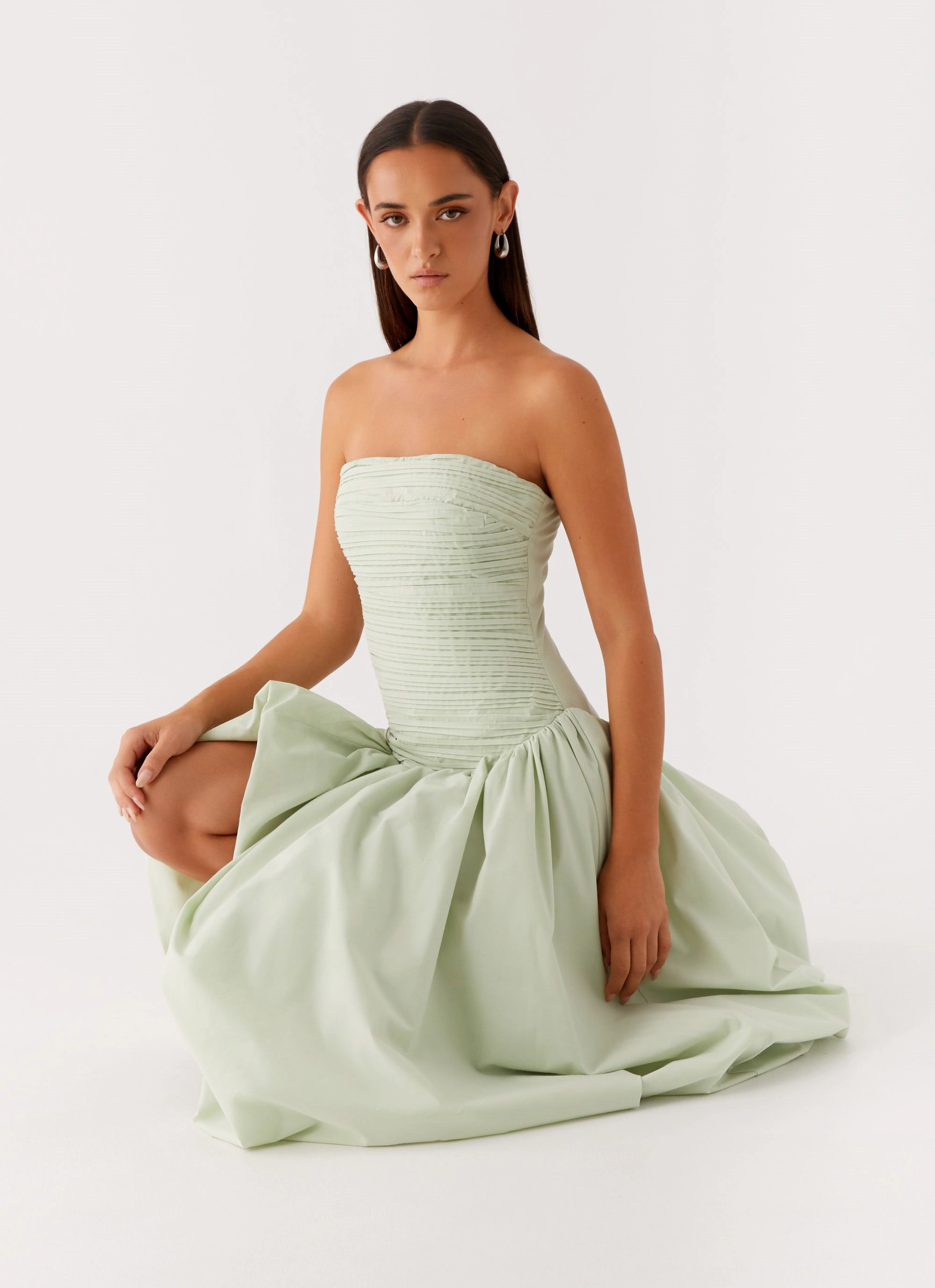 Misa Bubble Maxi Dress - Mint Polished look dress