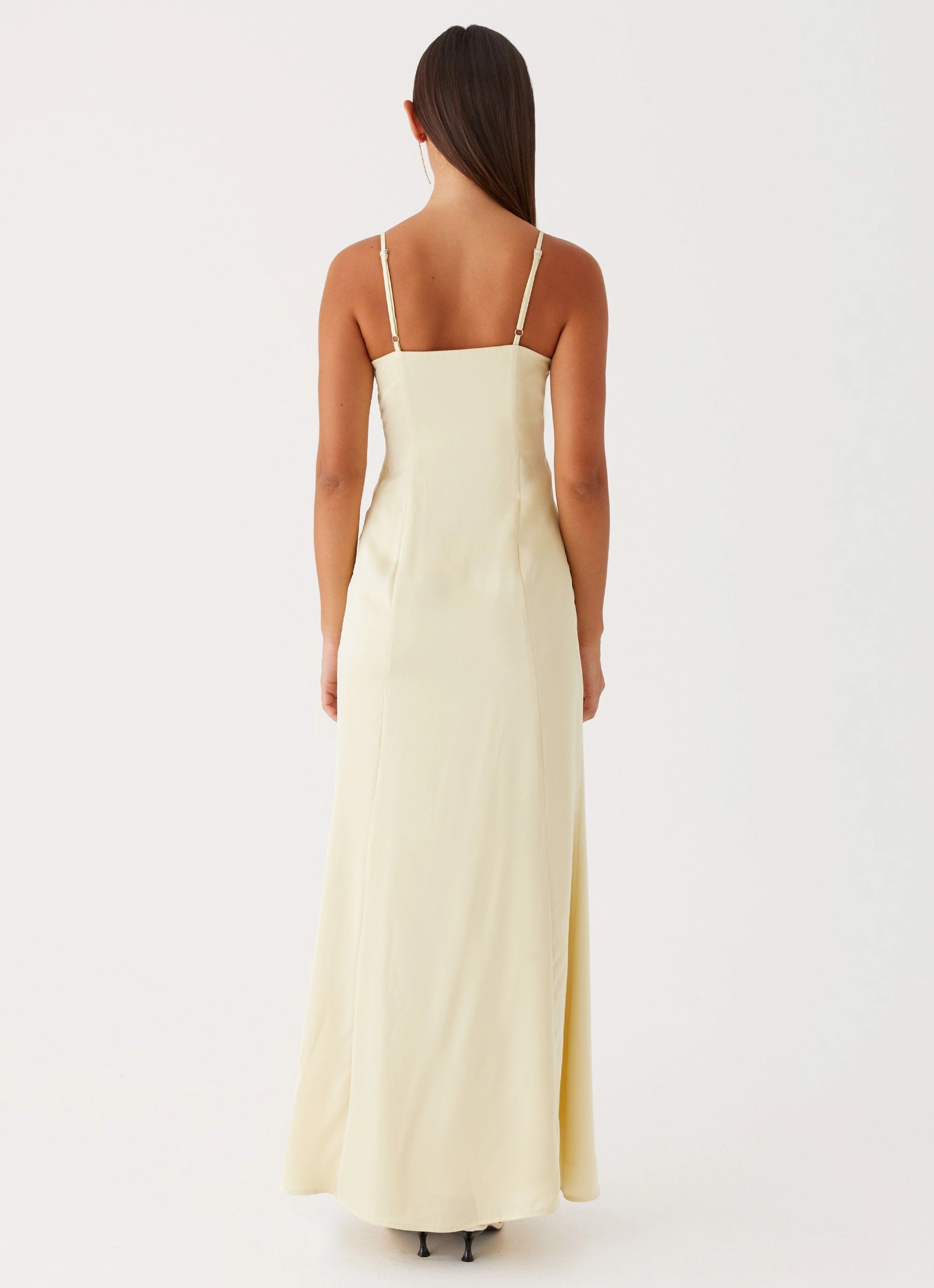 Slit-Hem Relax Feel Miss Bloom Maxi Dress - Lemon