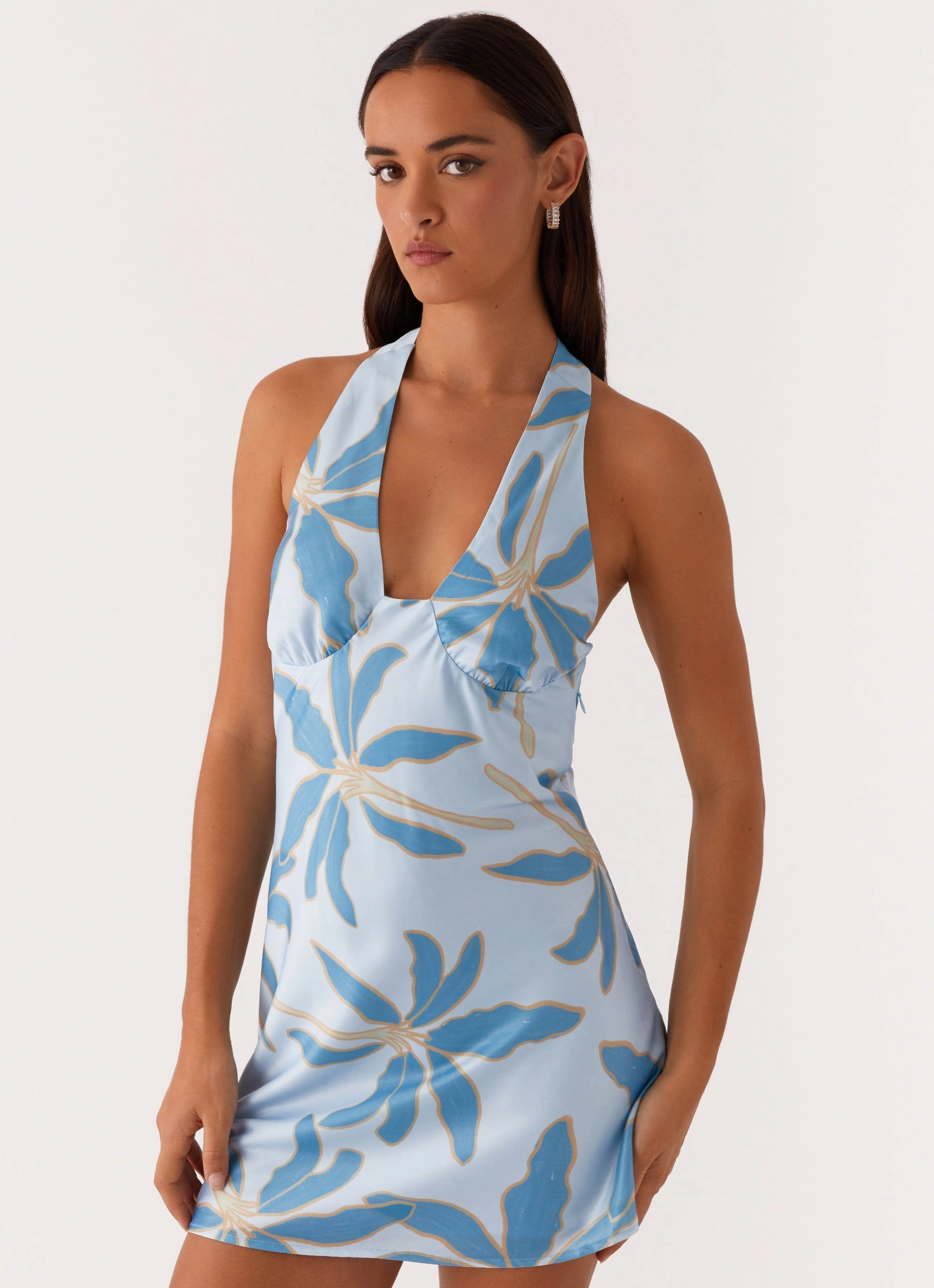 Soft Drape Miss Summer Mini Dress - Opulent Blue