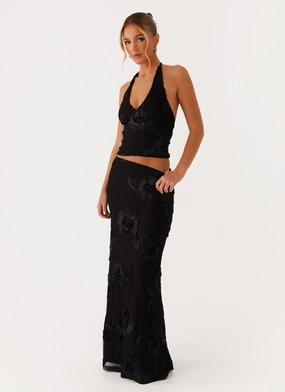 Radiate Maxi Skirt - Black Twist Front Design Foldable Design
