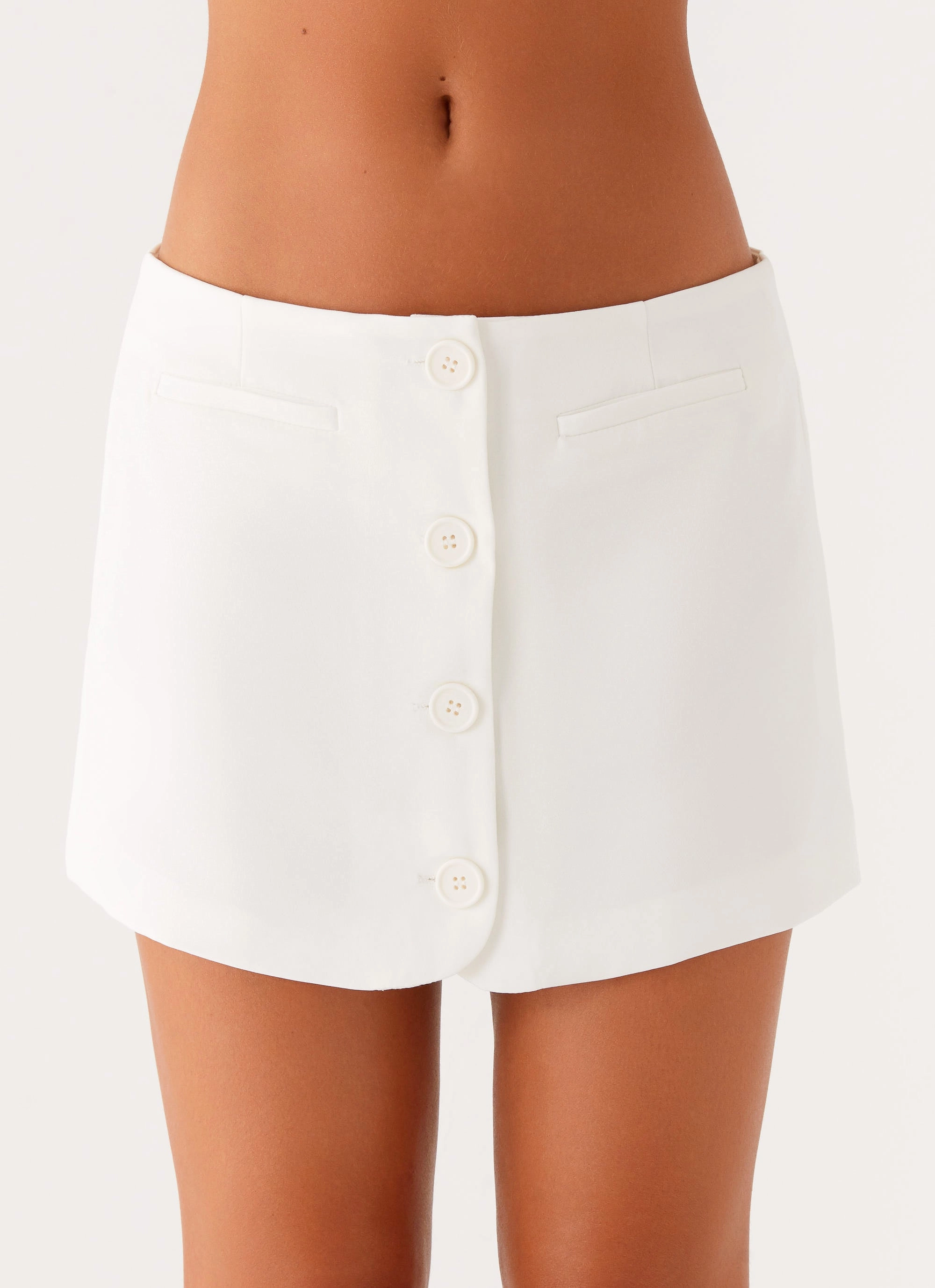 Mixie Low Rise Mini Skirt - Ivory Heritage Craft High Street Chic