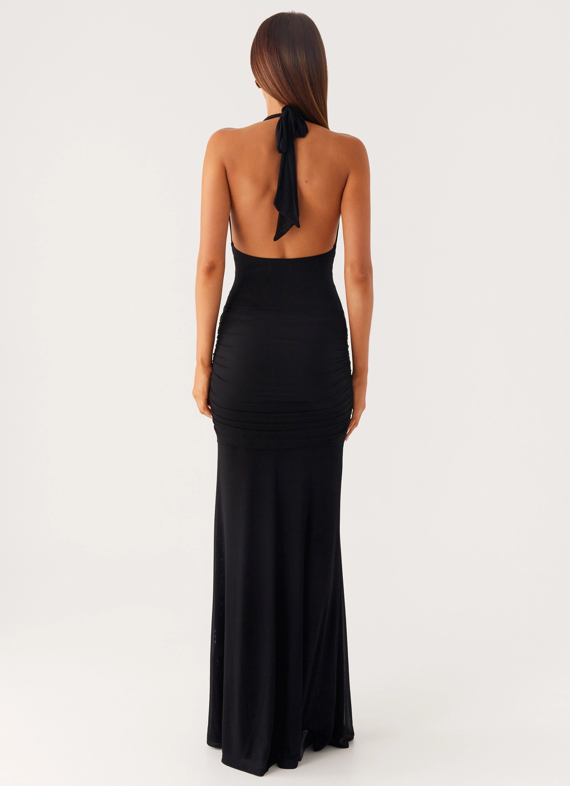 Miyah Halter Hardware Maxi Dress - Black Sleek Design