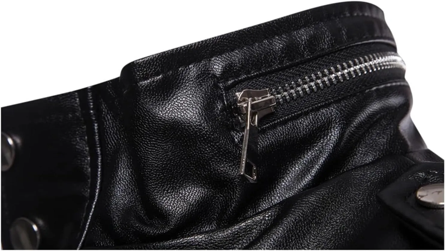 Mnjyihy Men's Casual Long Motorcycle Leather Coats Vintage Slim Zipper Pocket Biker Jackets Outerwear