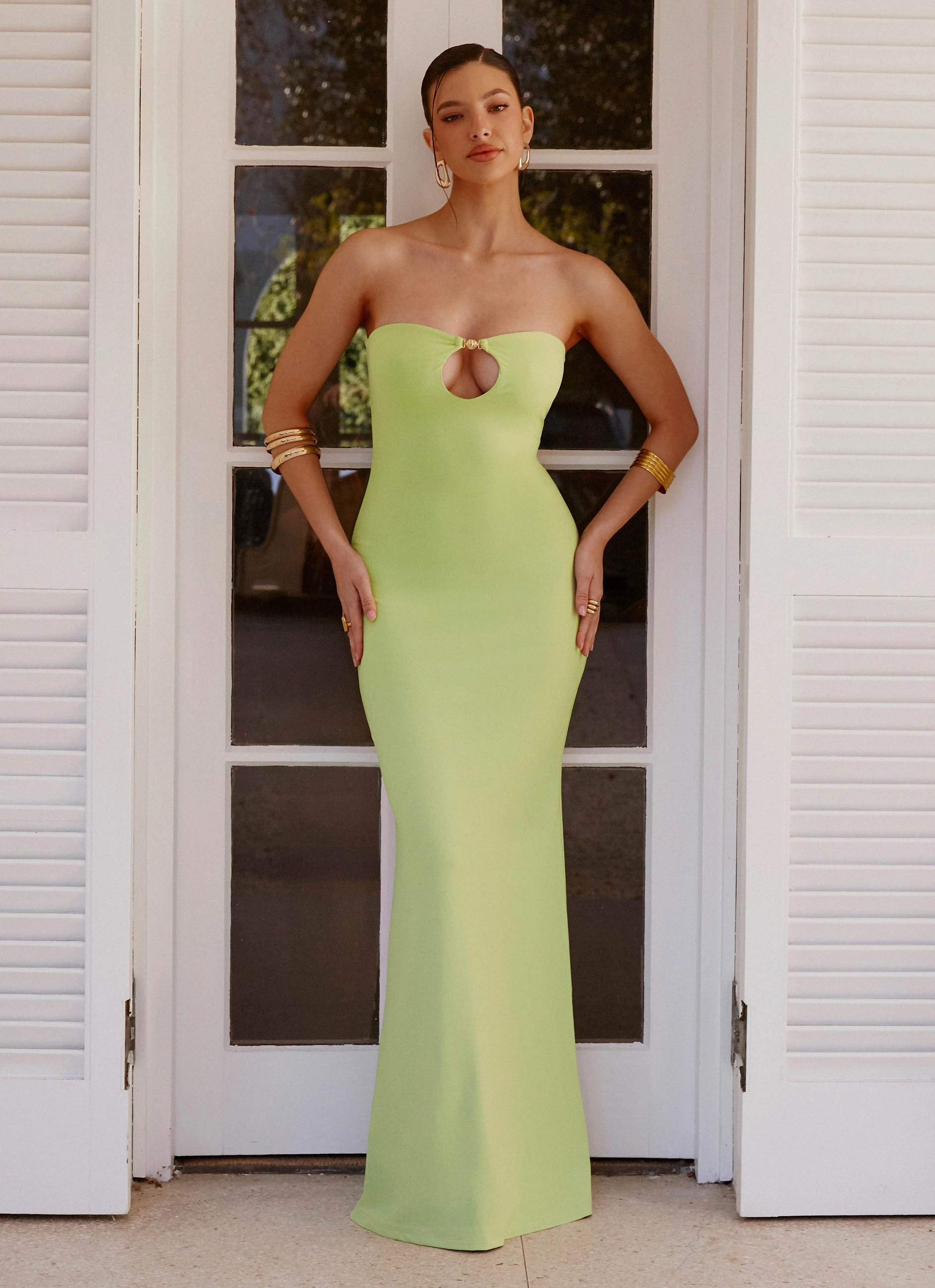 Beach Walk Moara Cut Out Maxi Dress - Lime Green