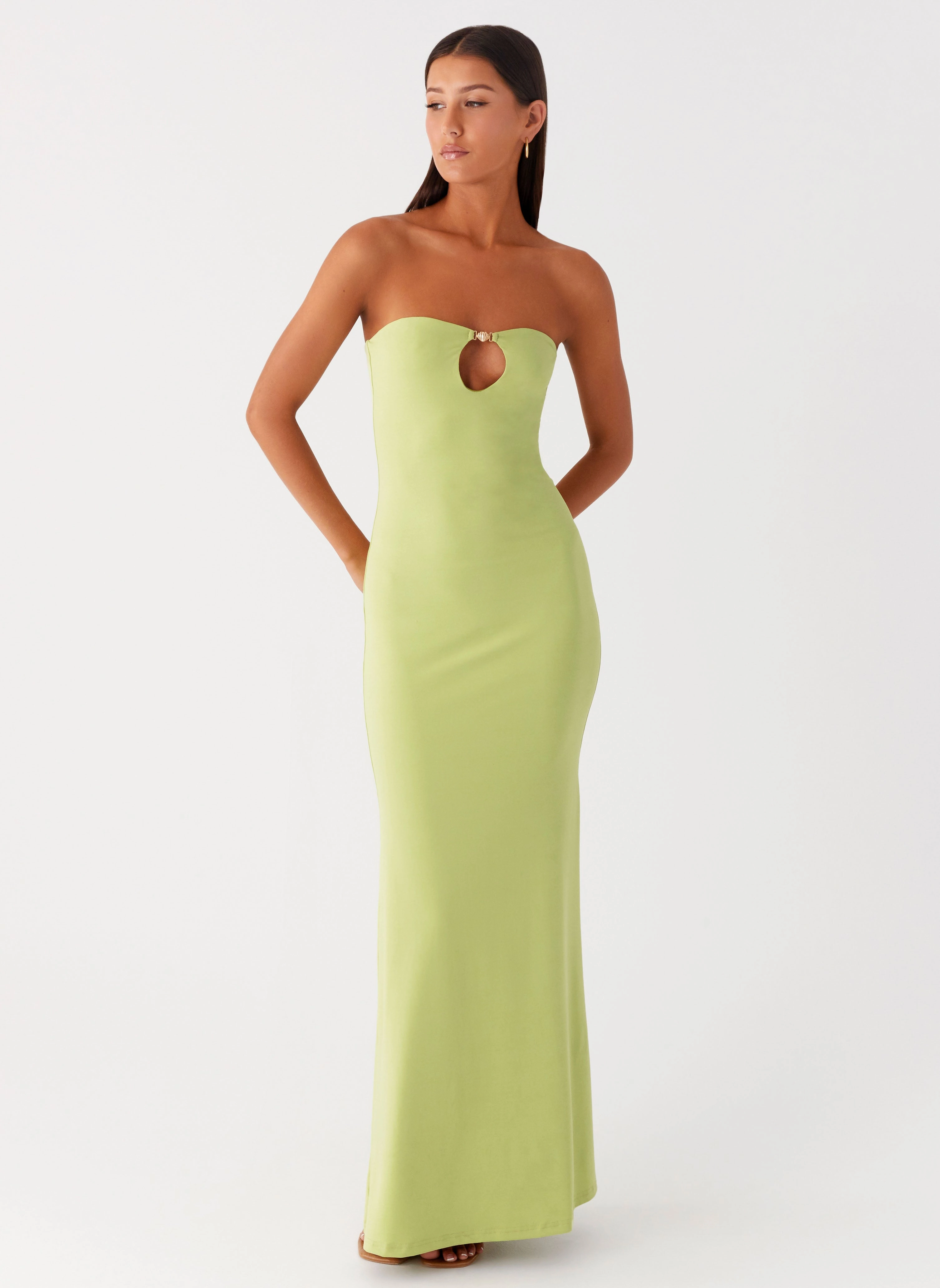 Smart and Sleek Moara Cut Out Maxi Dress - Lime Green