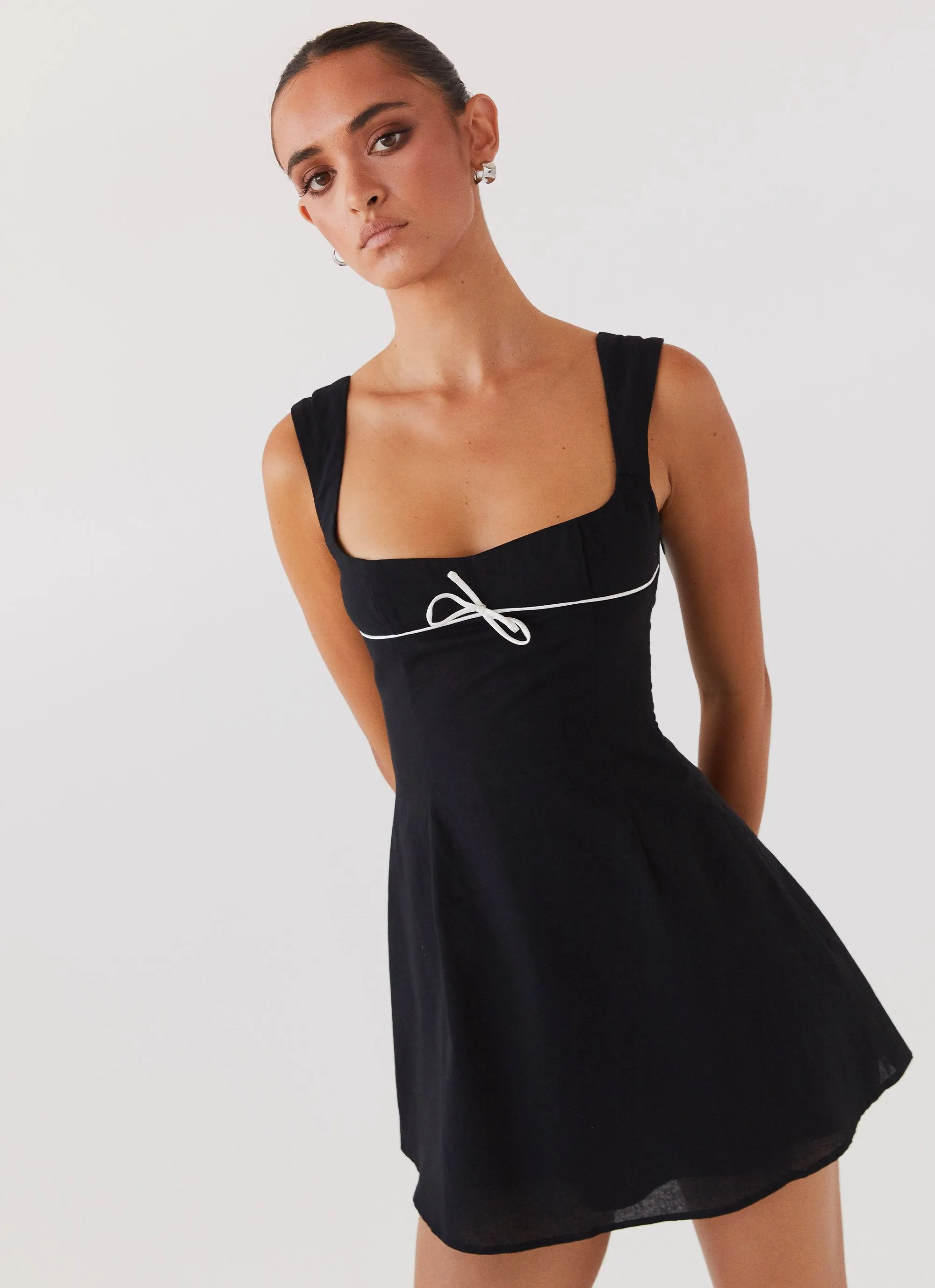 Cadence Mini Dress - Black Textured Layers