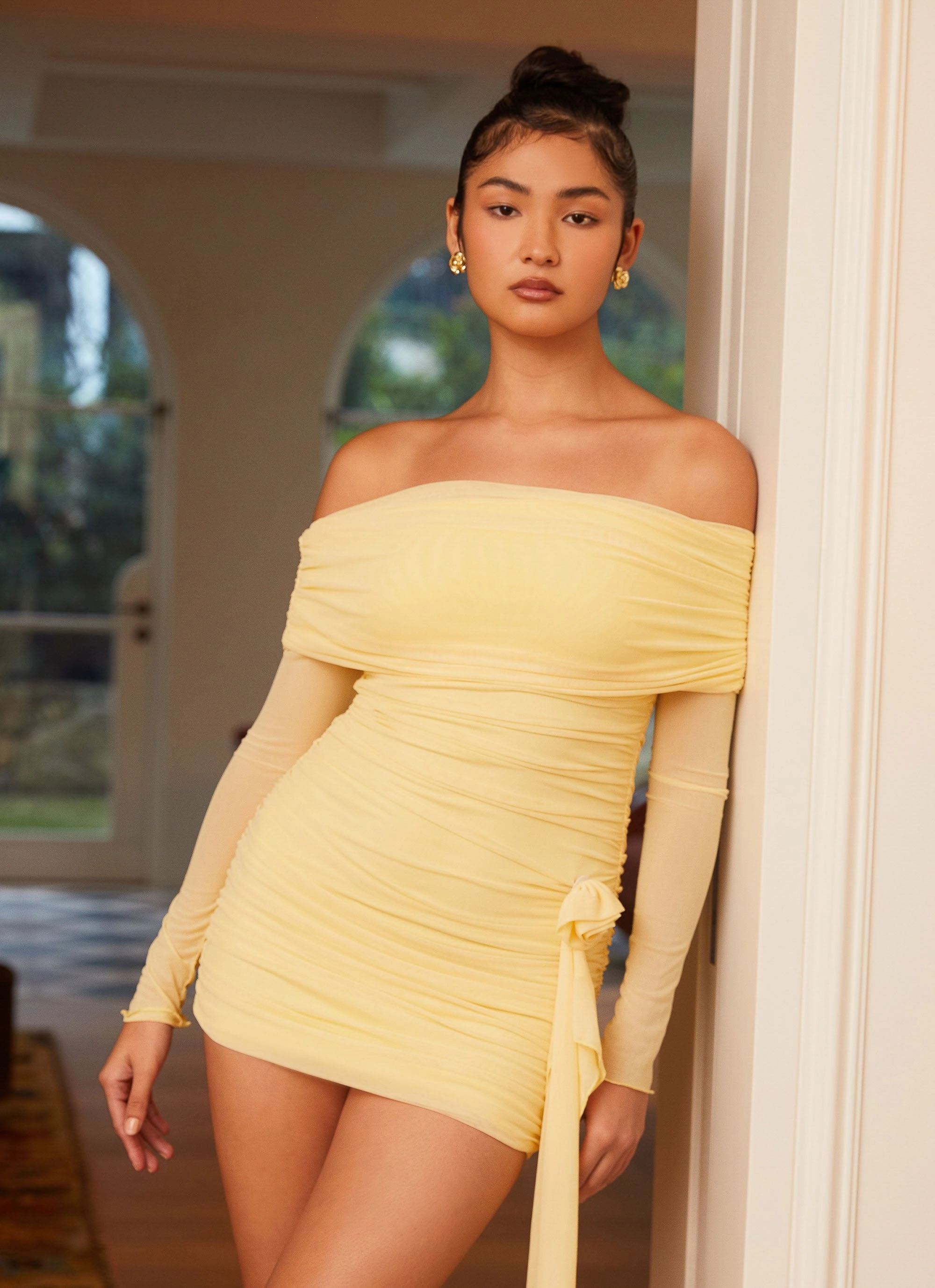 Effortless Vibe Timeless Touch Rosa Franca Mini Dress - Yellow