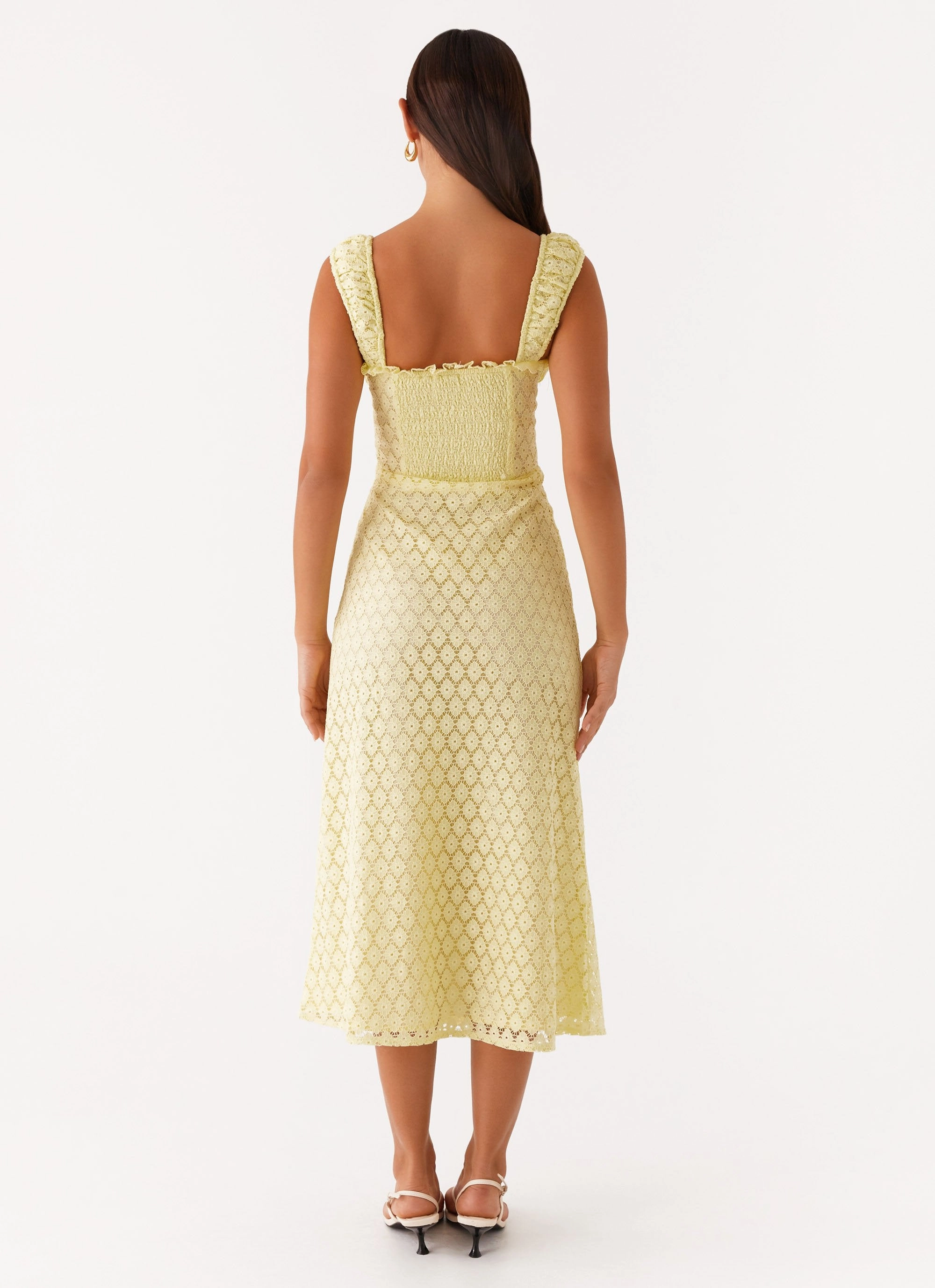 Keziah Tie Front Midi Dress - Lemon Trendy Design