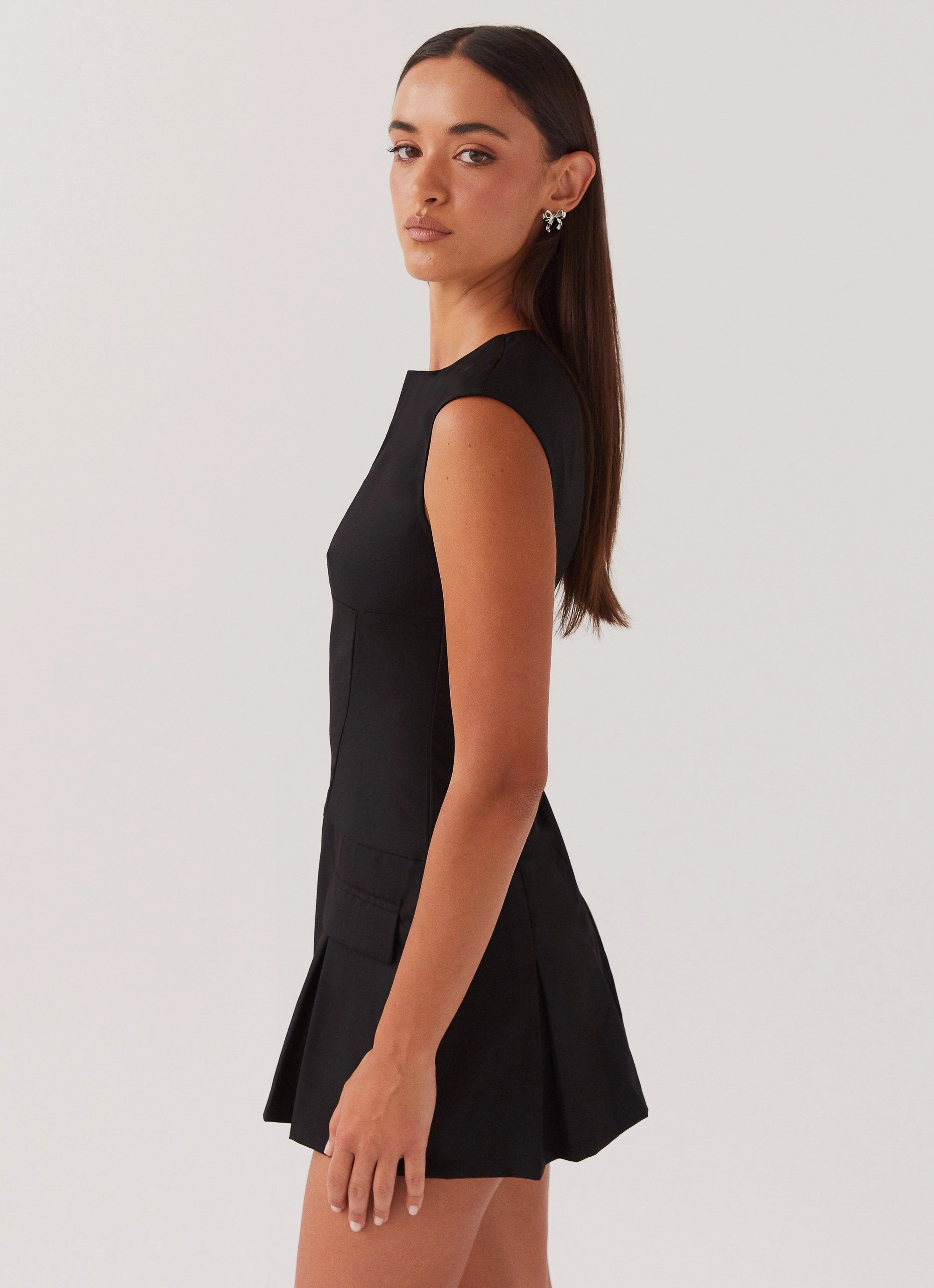 Relaxed Waistband Cassia Mini Dress - Black