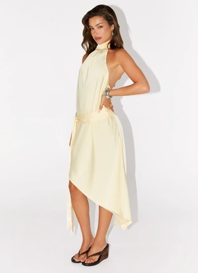 Atlantic Midi Dress - Yellow Side-Zip