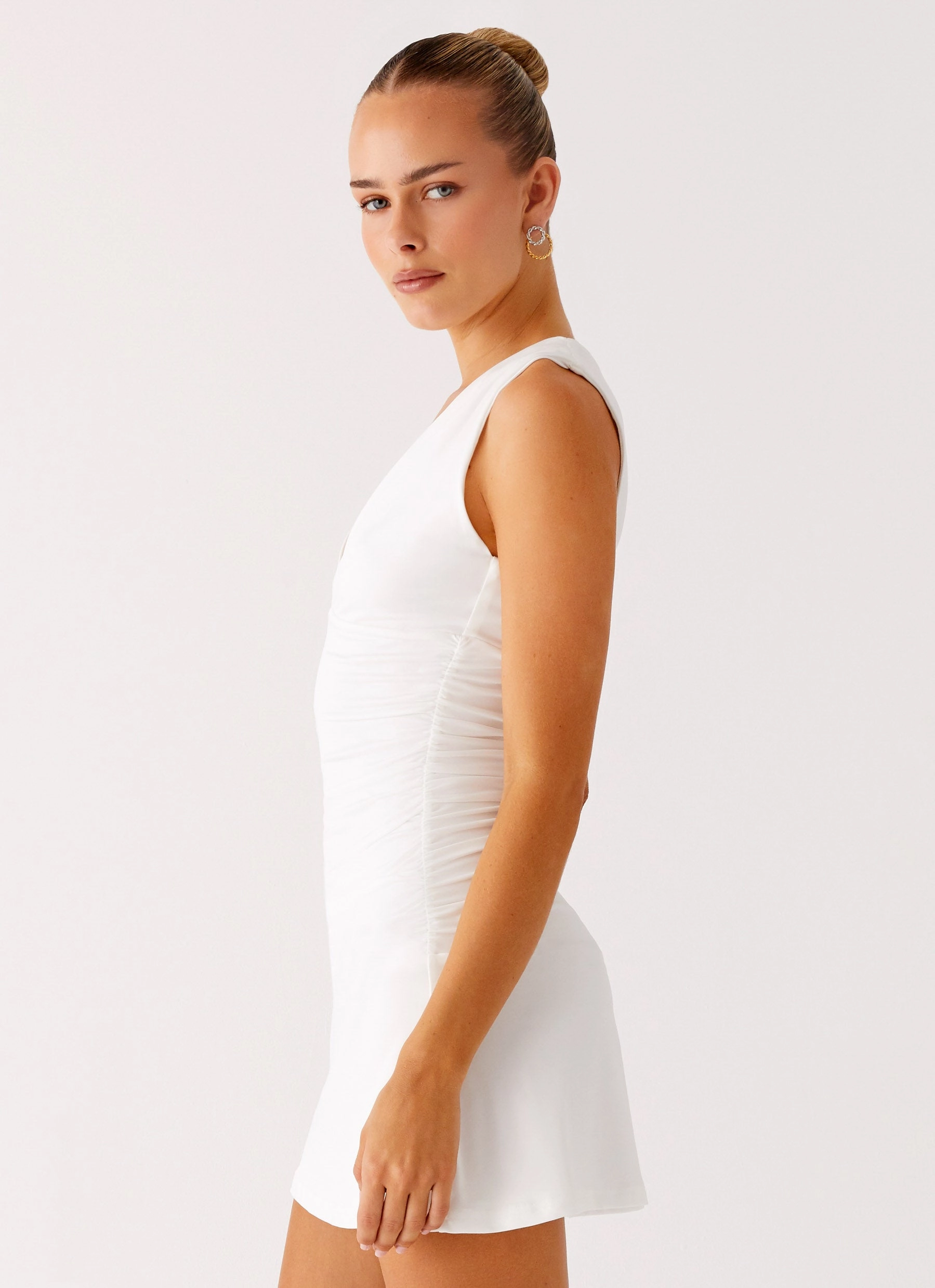 WaterRepellentCoating light layering Cherry Sky Mini Dress - White