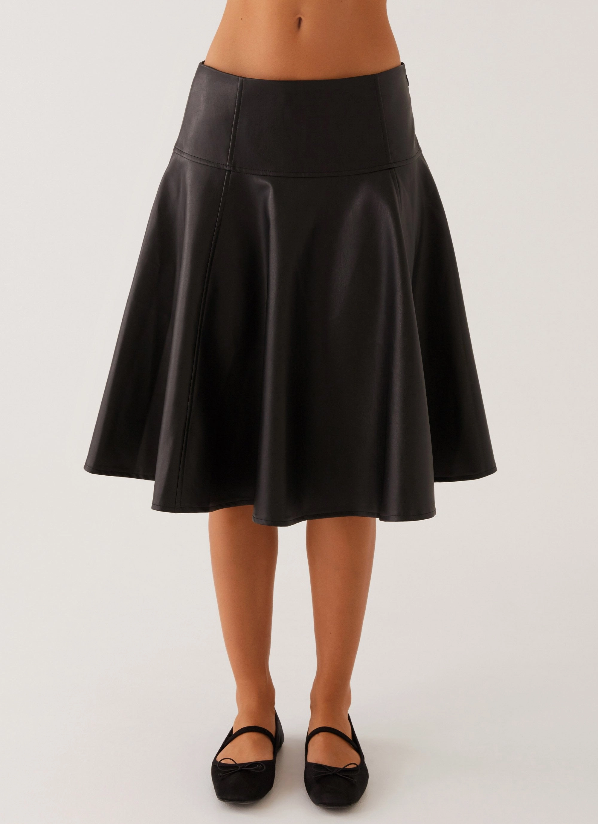 Tyler Midi Skirt - Black Double Layered Design