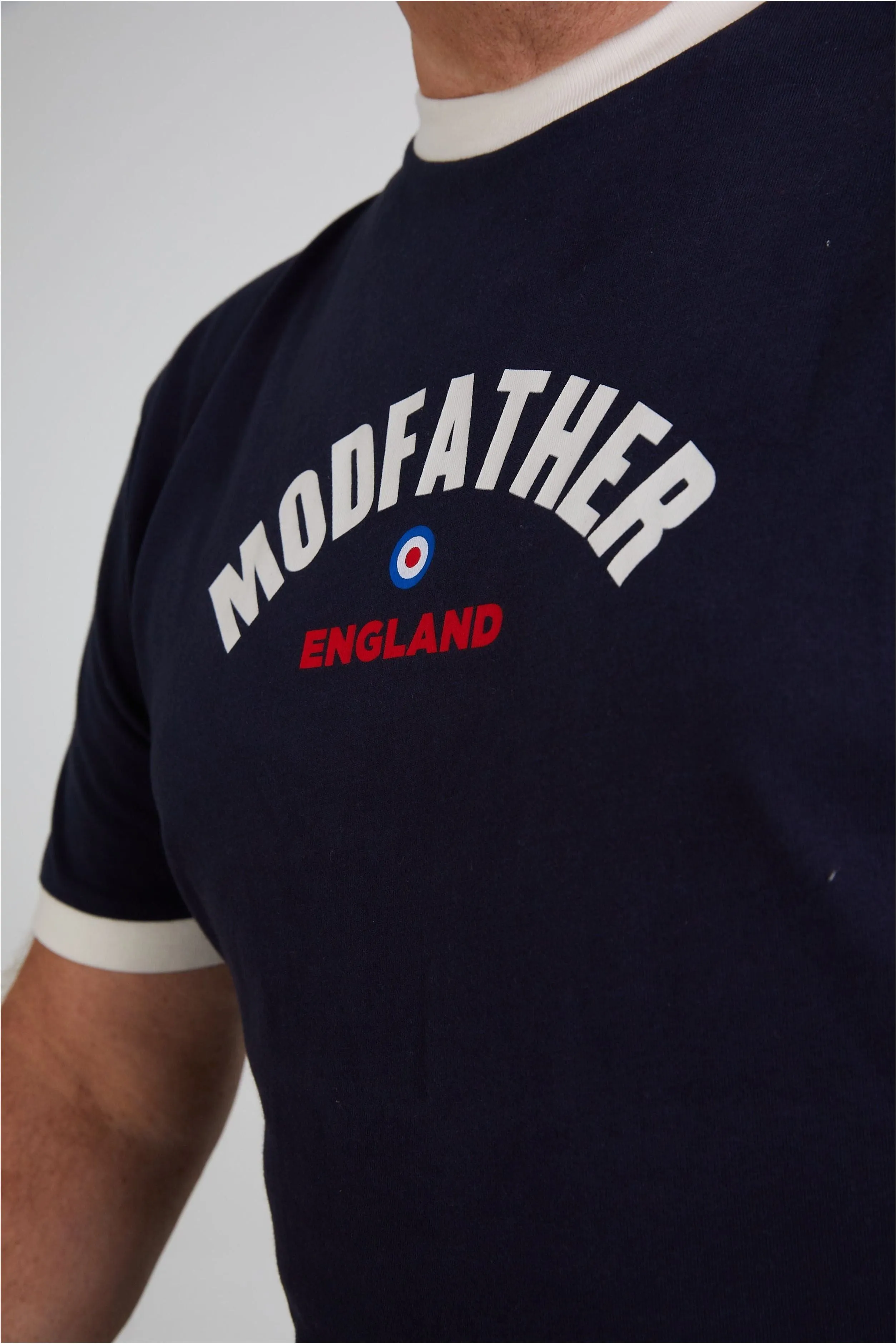 Modfather Clothing  - England Script Logo Navy - T-Shirt
