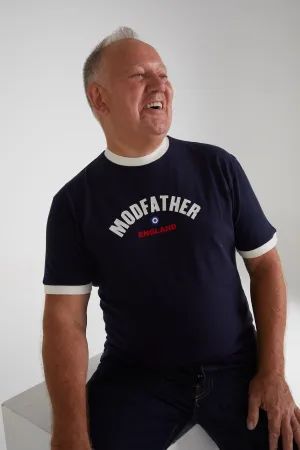 Modfather Clothing  - England Script Logo Navy - T-Shirt