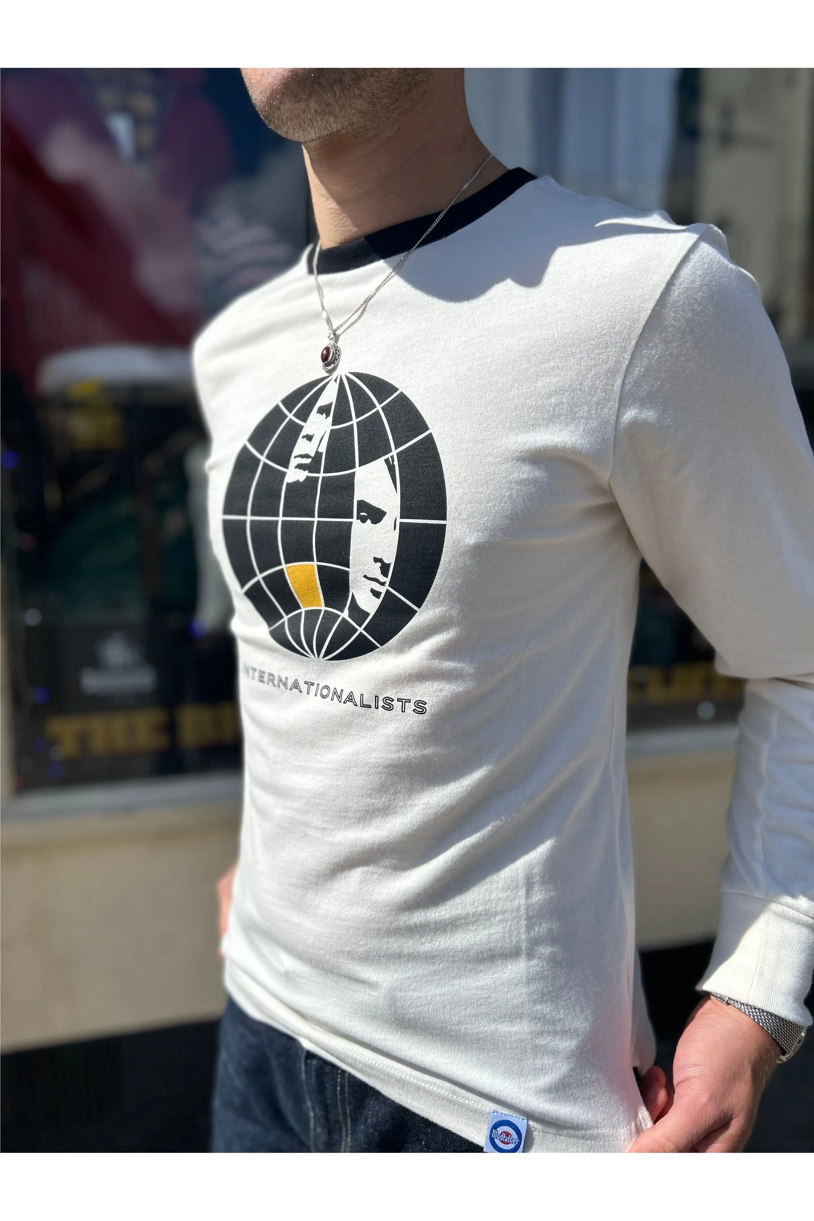 Modfather Clothing - Internationalists Ecru Long Sleeve MF2539 - T-shirt