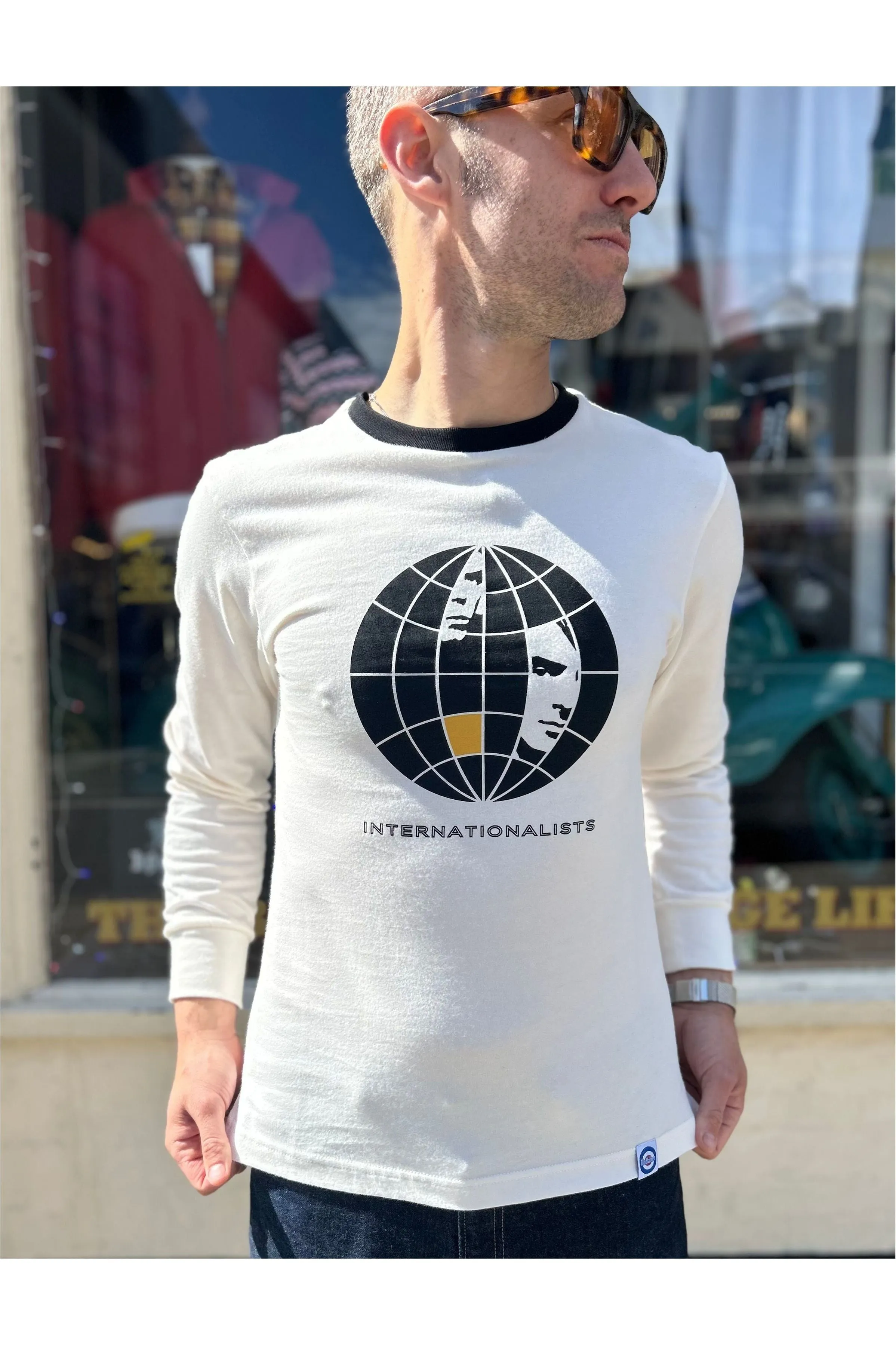 Modfather Clothing - Internationalists Ecru Long Sleeve MF2539 - T-shirt