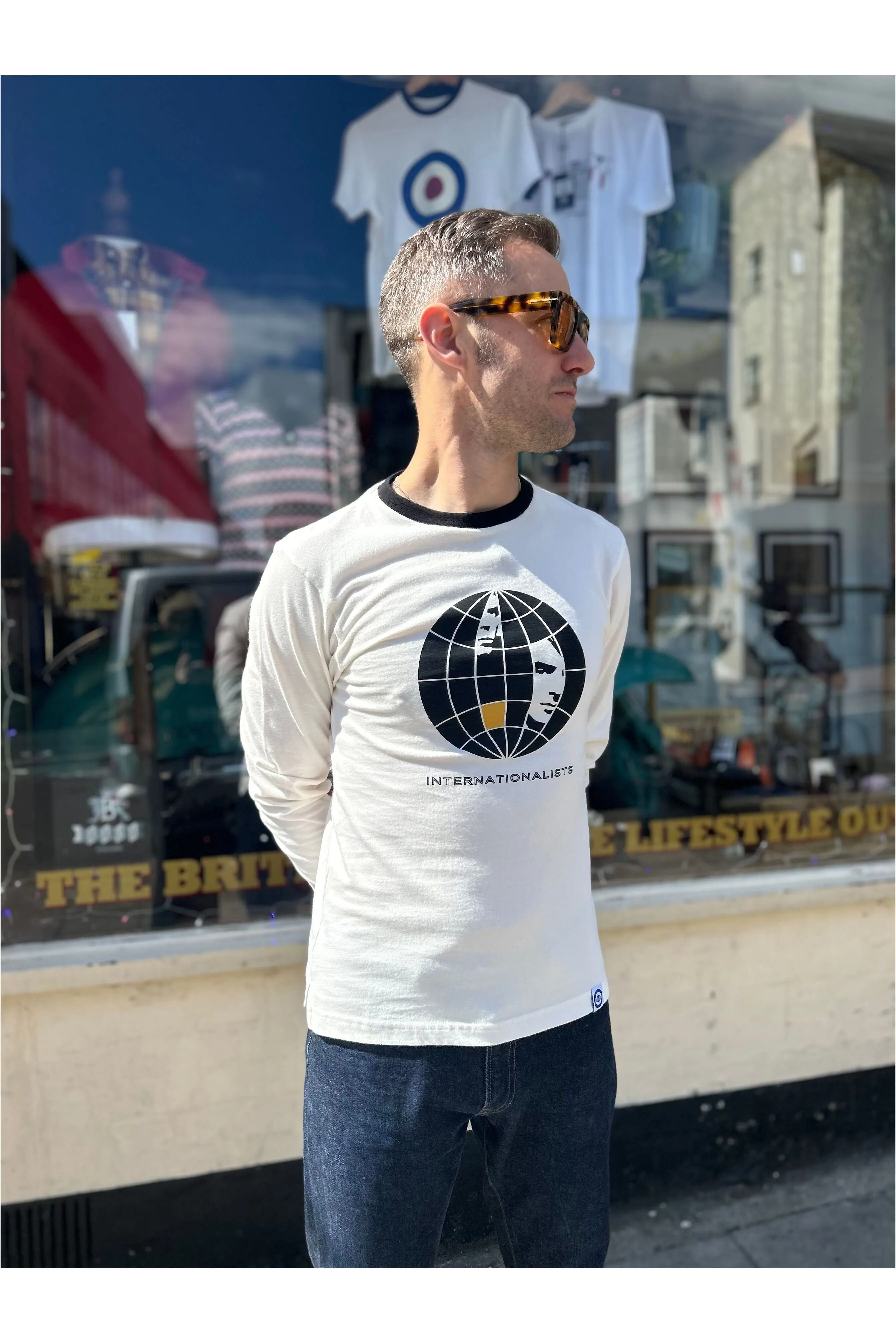 Modfather Clothing - Internationalists Ecru Long Sleeve MF2539 - T-shirt