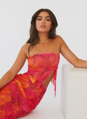 Rooftop Party Mesh Tube Top - Floral Sun SeamlessSidePanels AllPurpose Design