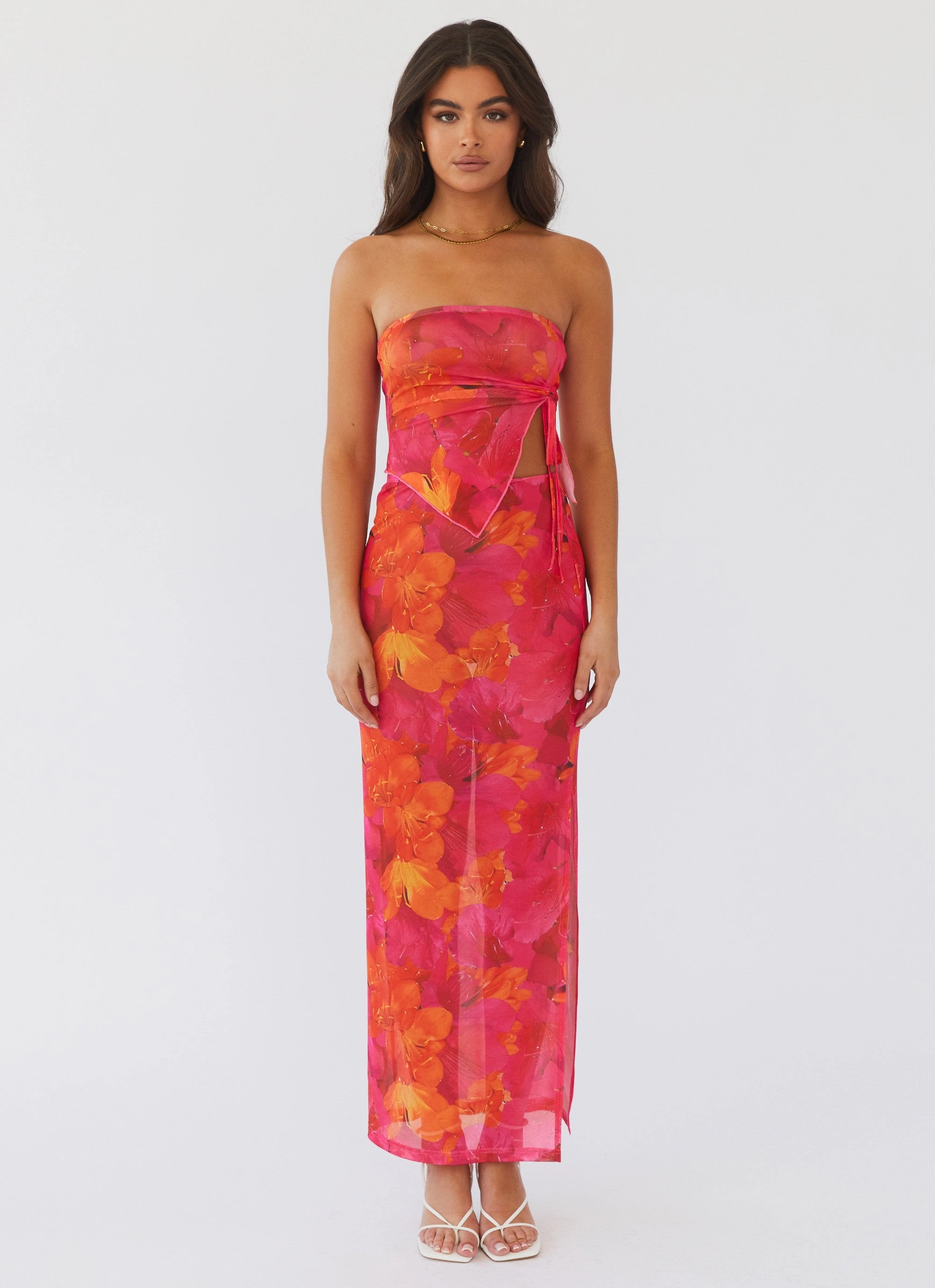 Rooftop Party Mesh Tube Top - Floral Sun Thermal Regulating Design NonFadeFinish