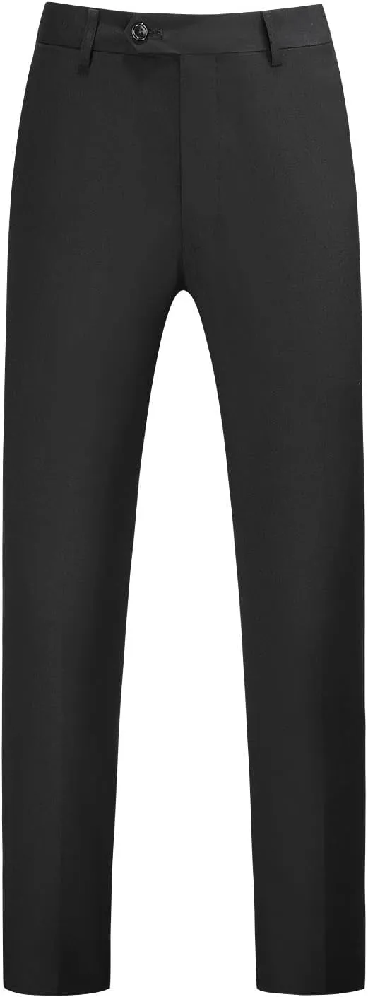 MOGU Mens Front Flat Casual Dress Pants Slim Fit