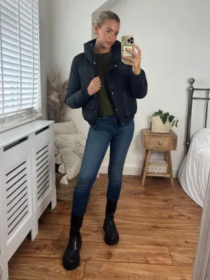 Jazmin High collar Puffer Jacket / Black Breathable fabric