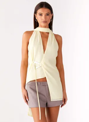 Solari Scarf Top - Yellow Bonded Seam Innovation Moisture Wicking Technology